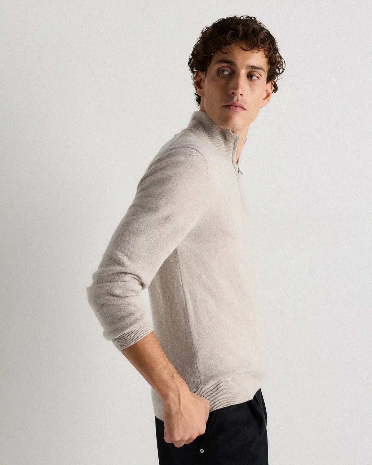 Mongolian Cashmere Quarter Zip Sweater