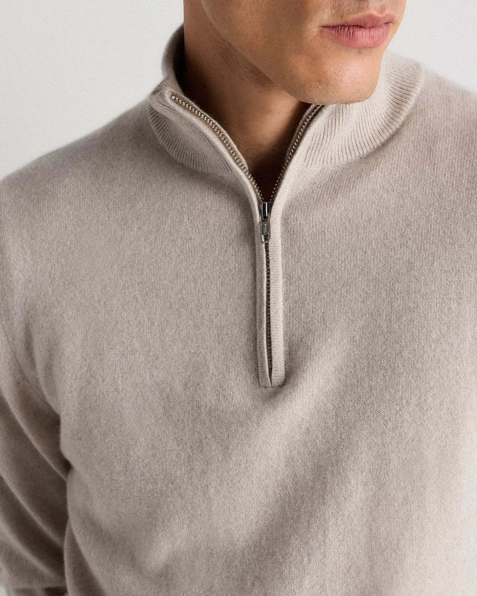 Mongolian Cashmere Quarter Zip Sweater