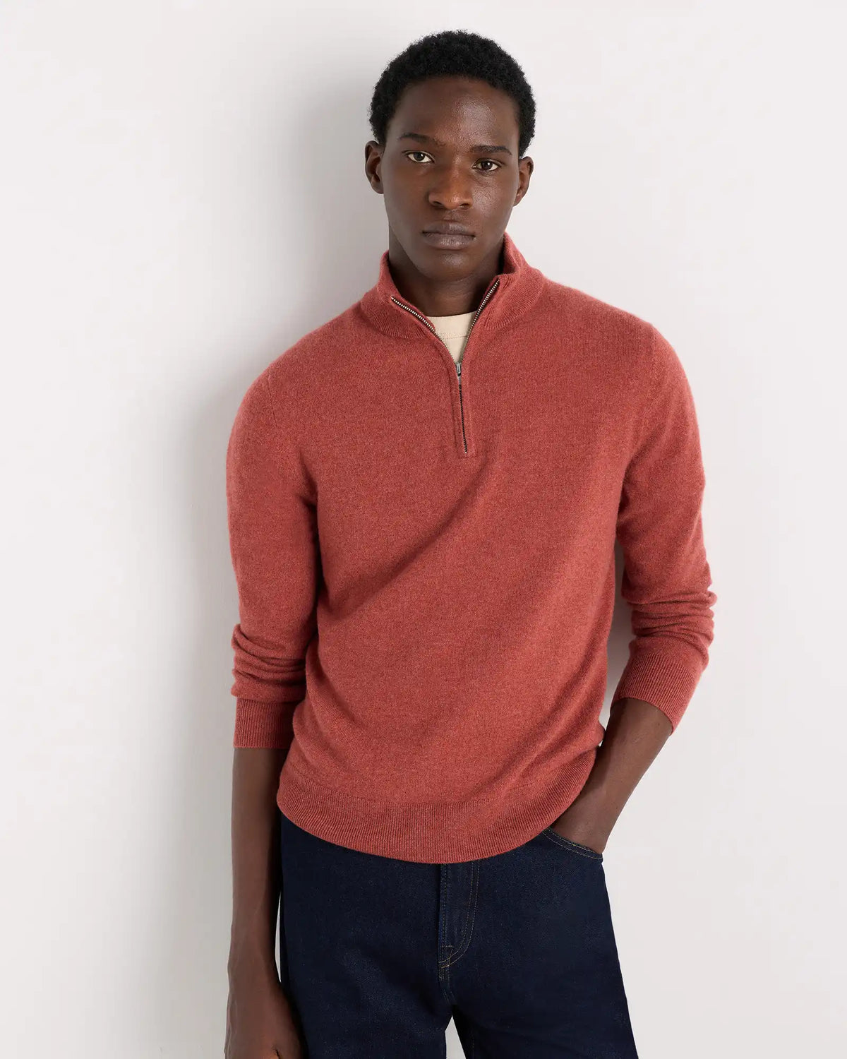 Mongolian Cashmere Quarter Zip Sweater