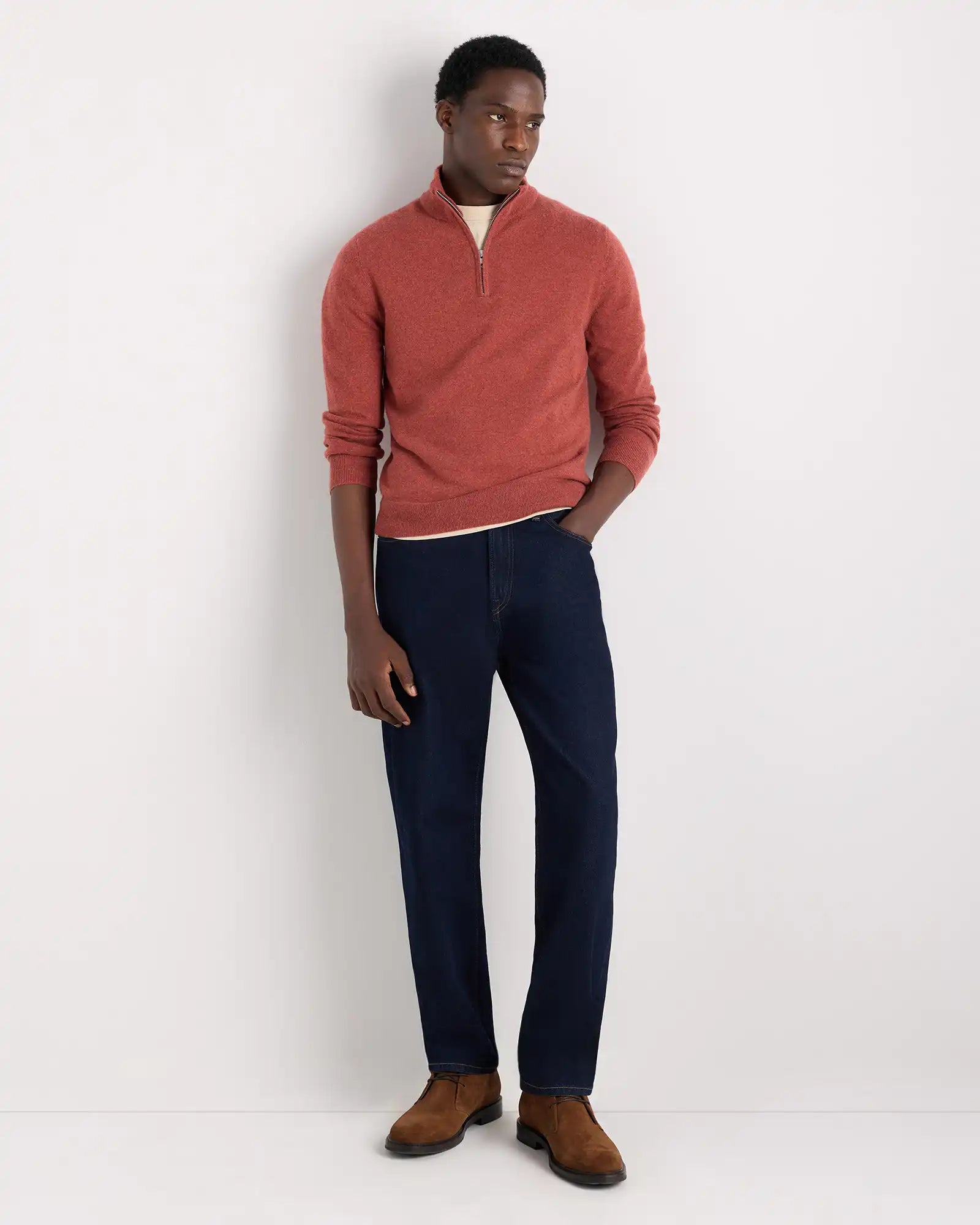 Mongolian Cashmere Quarter Zip Sweater
