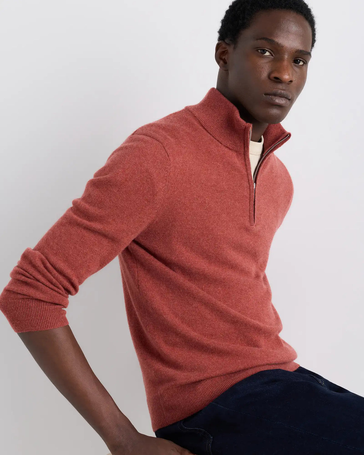 Mongolian Cashmere Quarter Zip Sweater
