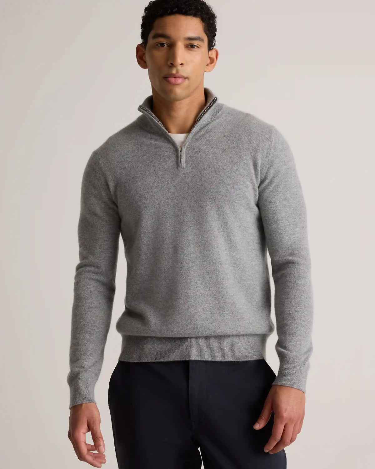 Mongolian Cashmere Quarter Zip Sweater