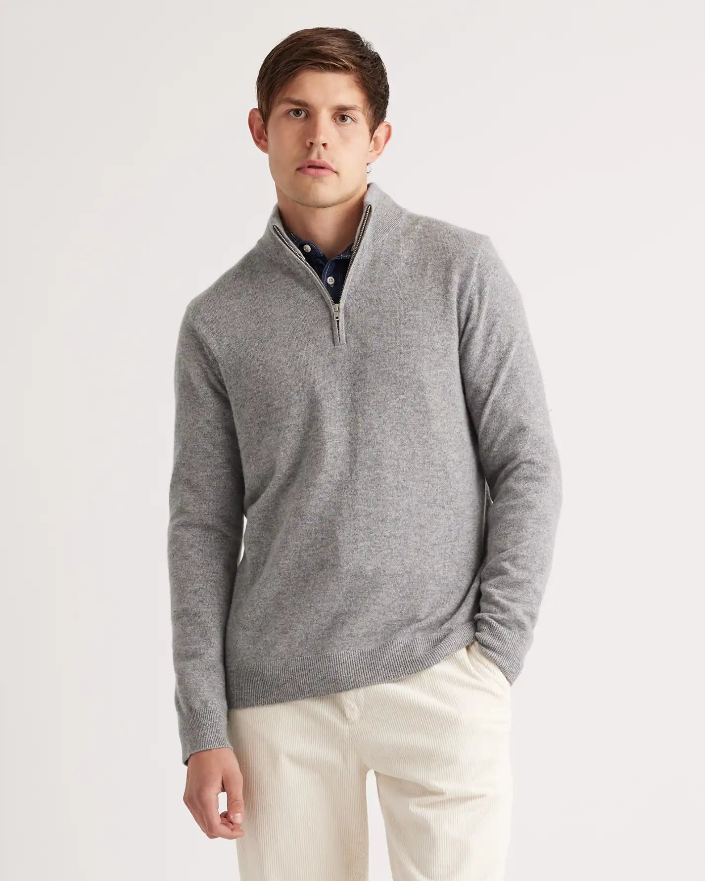 Mongolian Spring Cashmere Quarter Zip Sweater