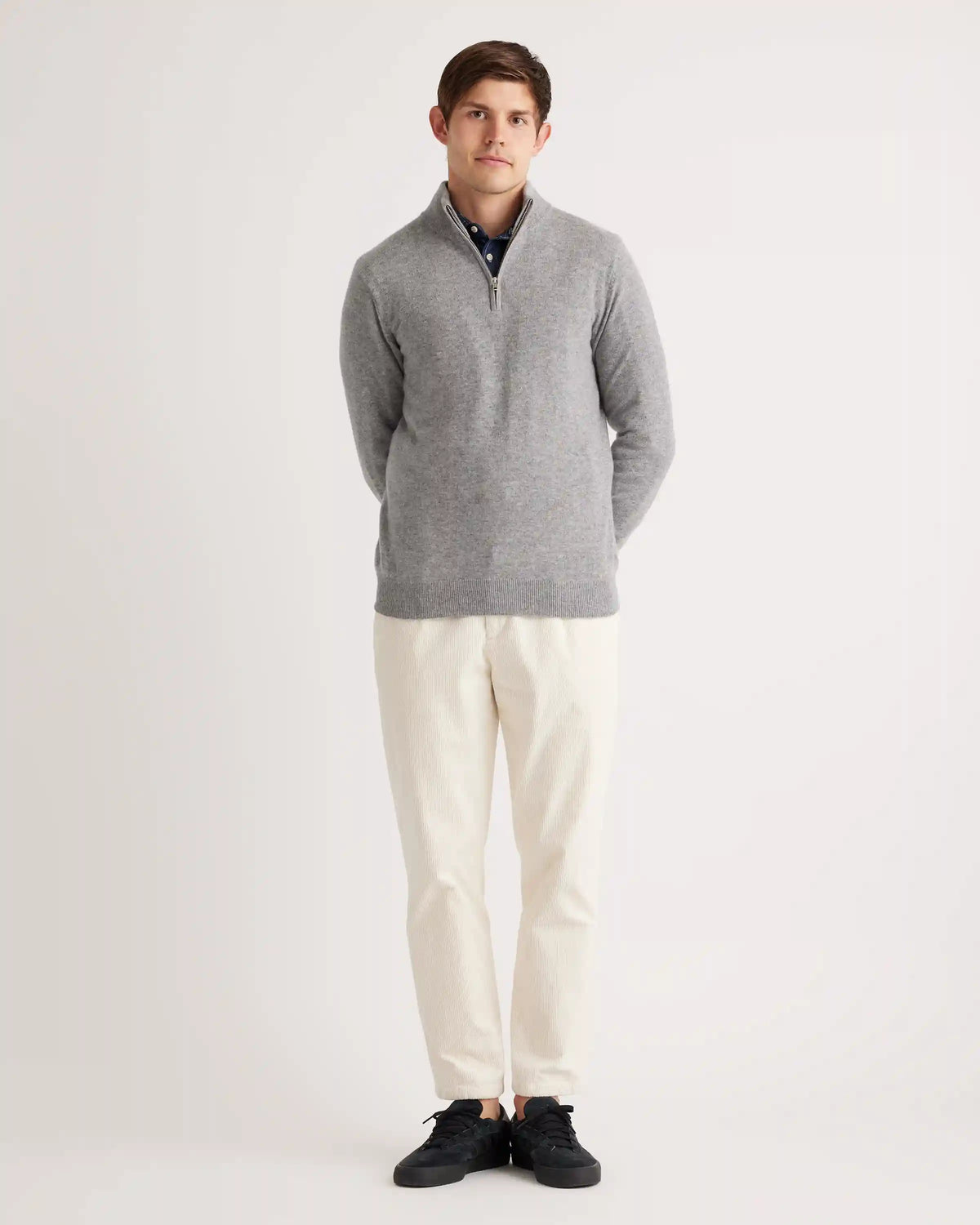 Mongolian Spring Cashmere Quarter Zip Sweater