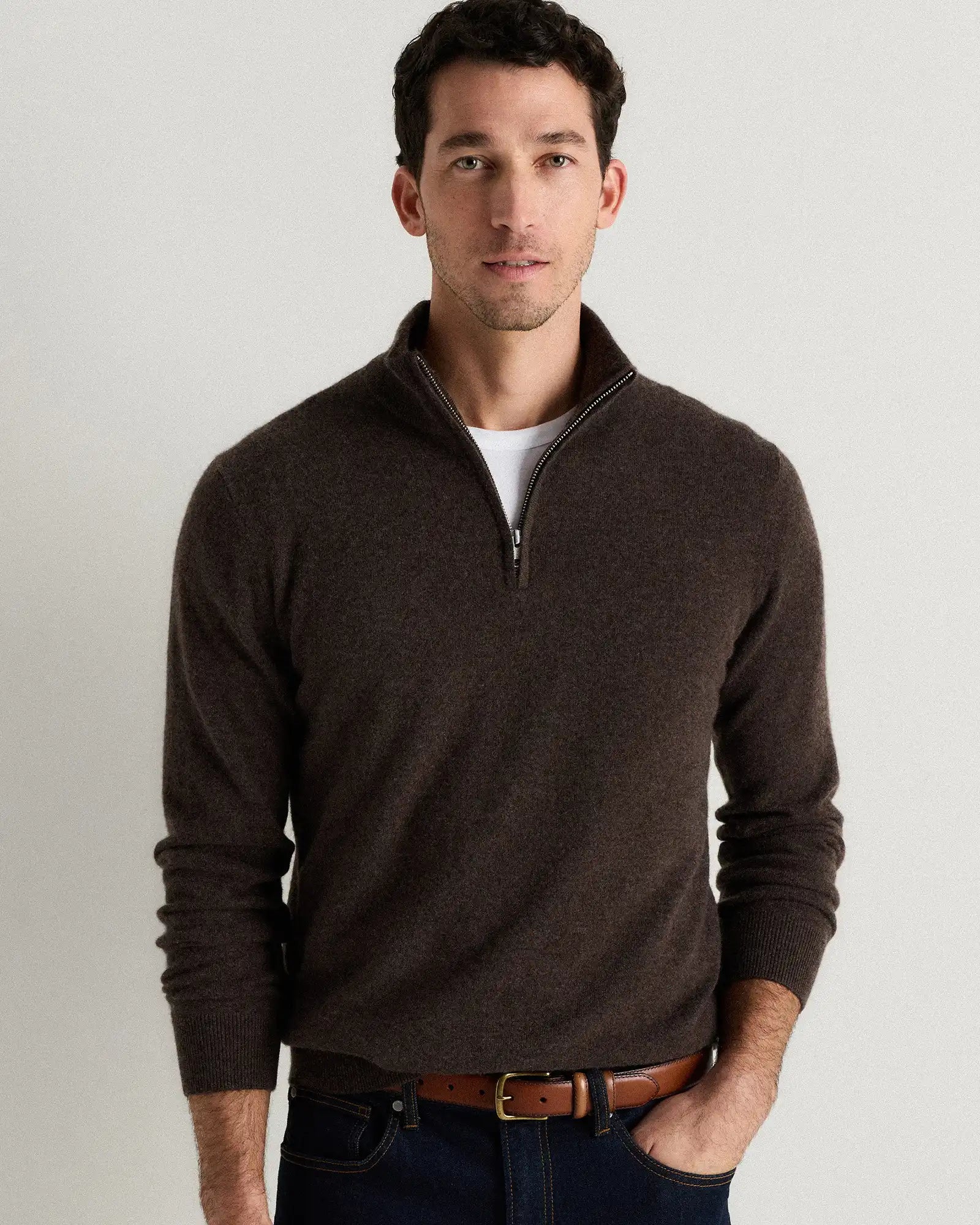 Mongolian Cashmere Quarter Zip Sweater