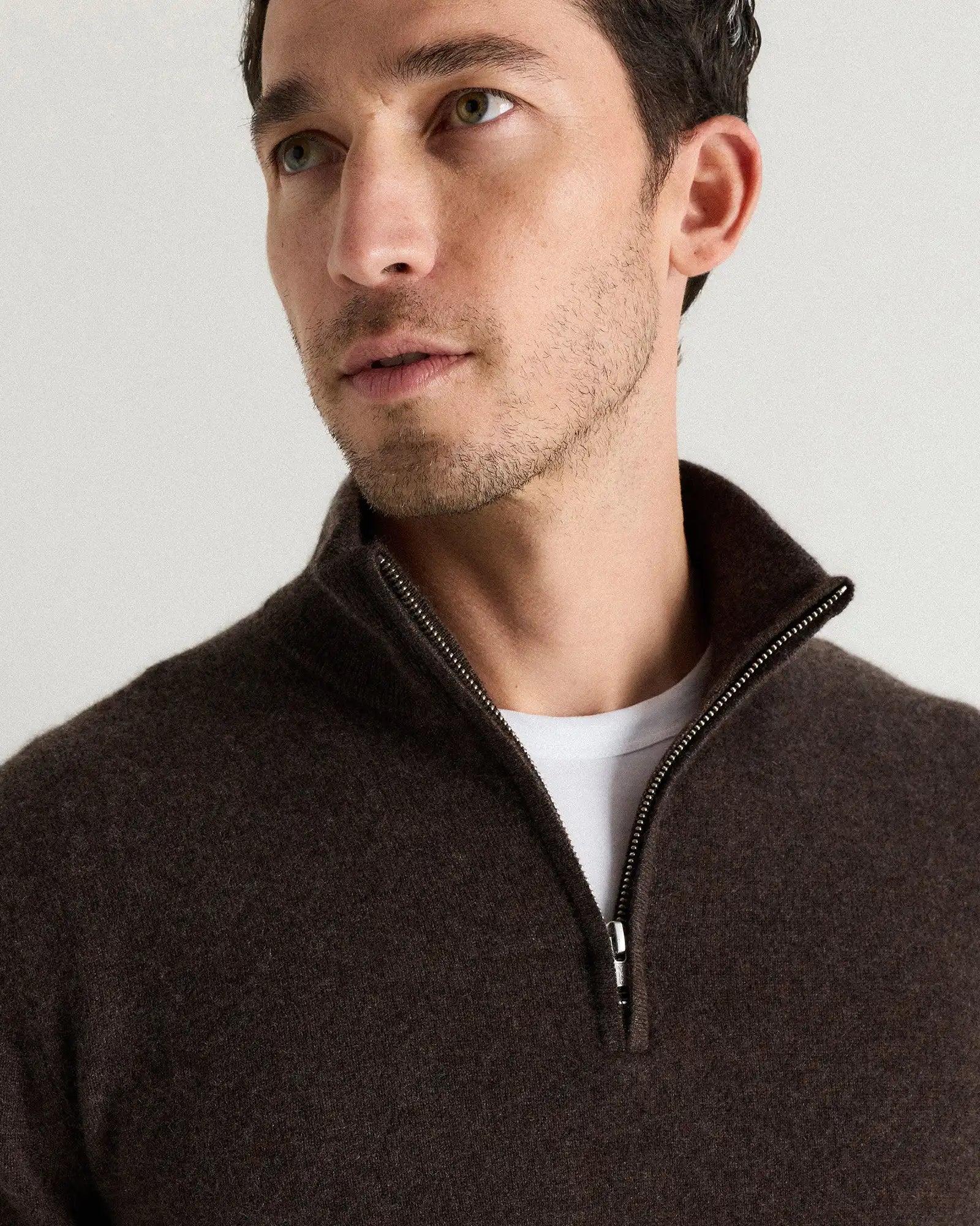 Mongolian Cashmere Quarter Zip Sweater