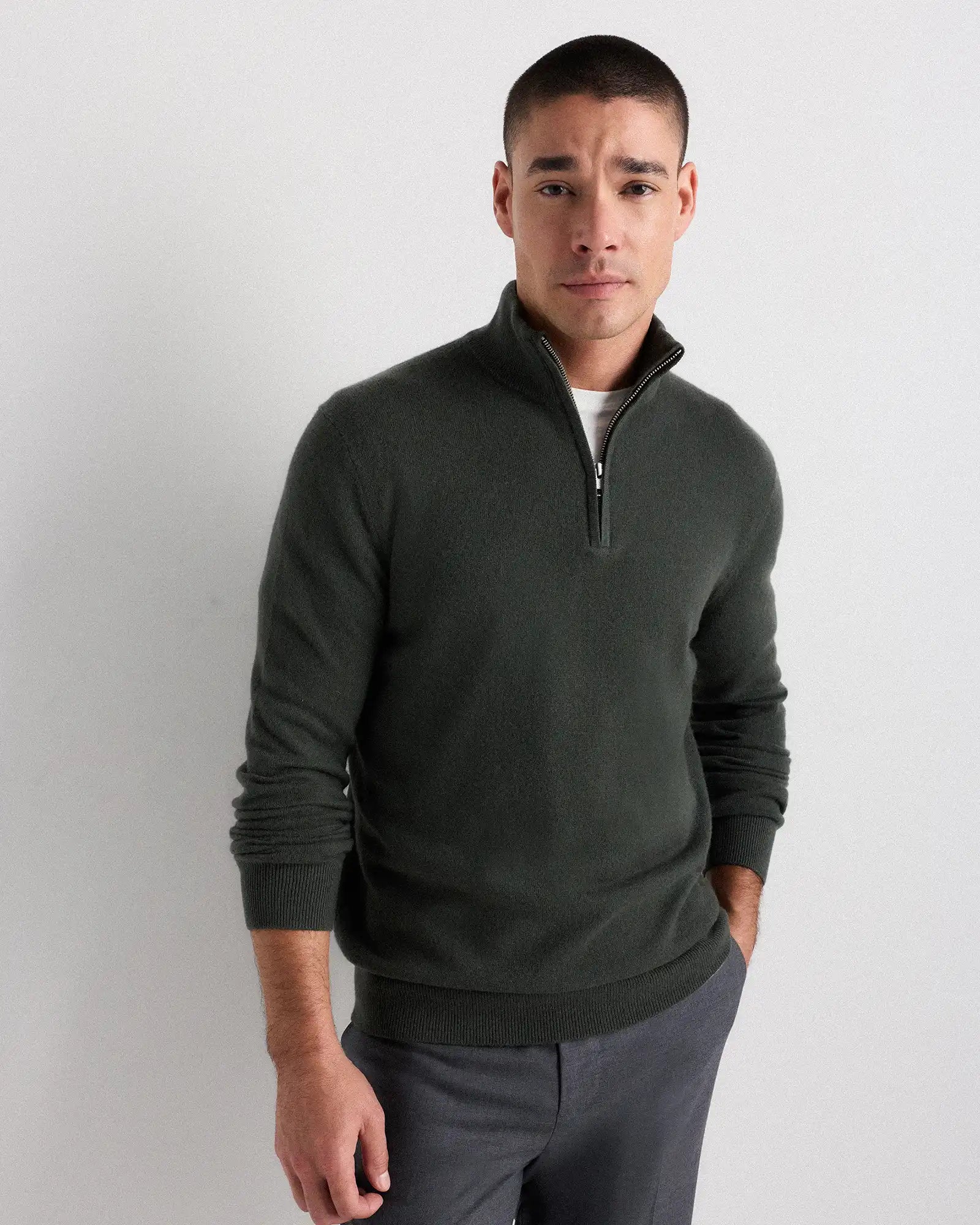 Mongolian Cashmere Quarter Zip Sweater
