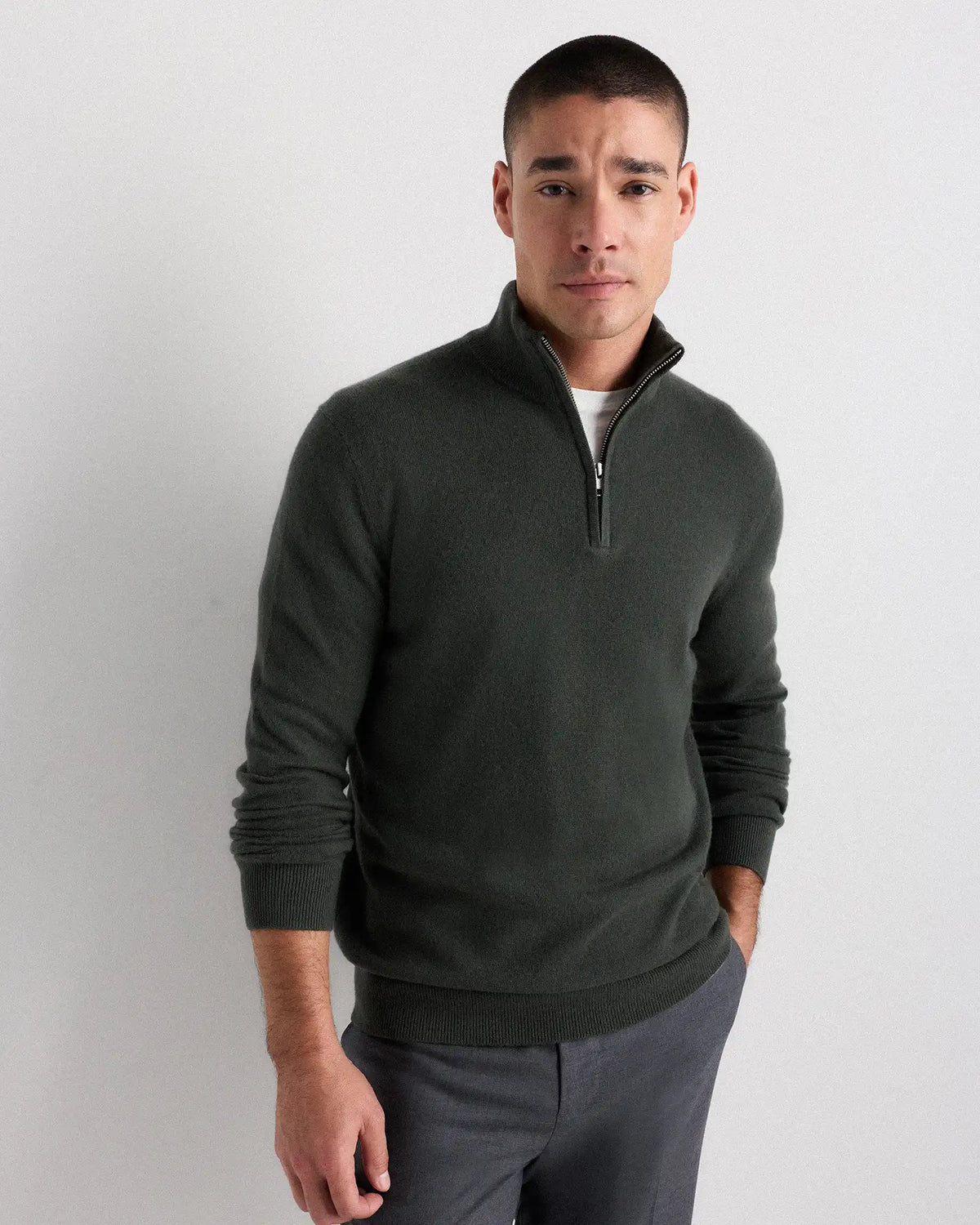 Mongolian Spring Cashmere Quarter Zip Sweater