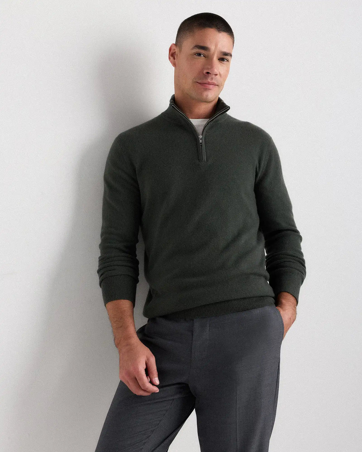 Mongolian Cashmere Quarter Zip Sweater