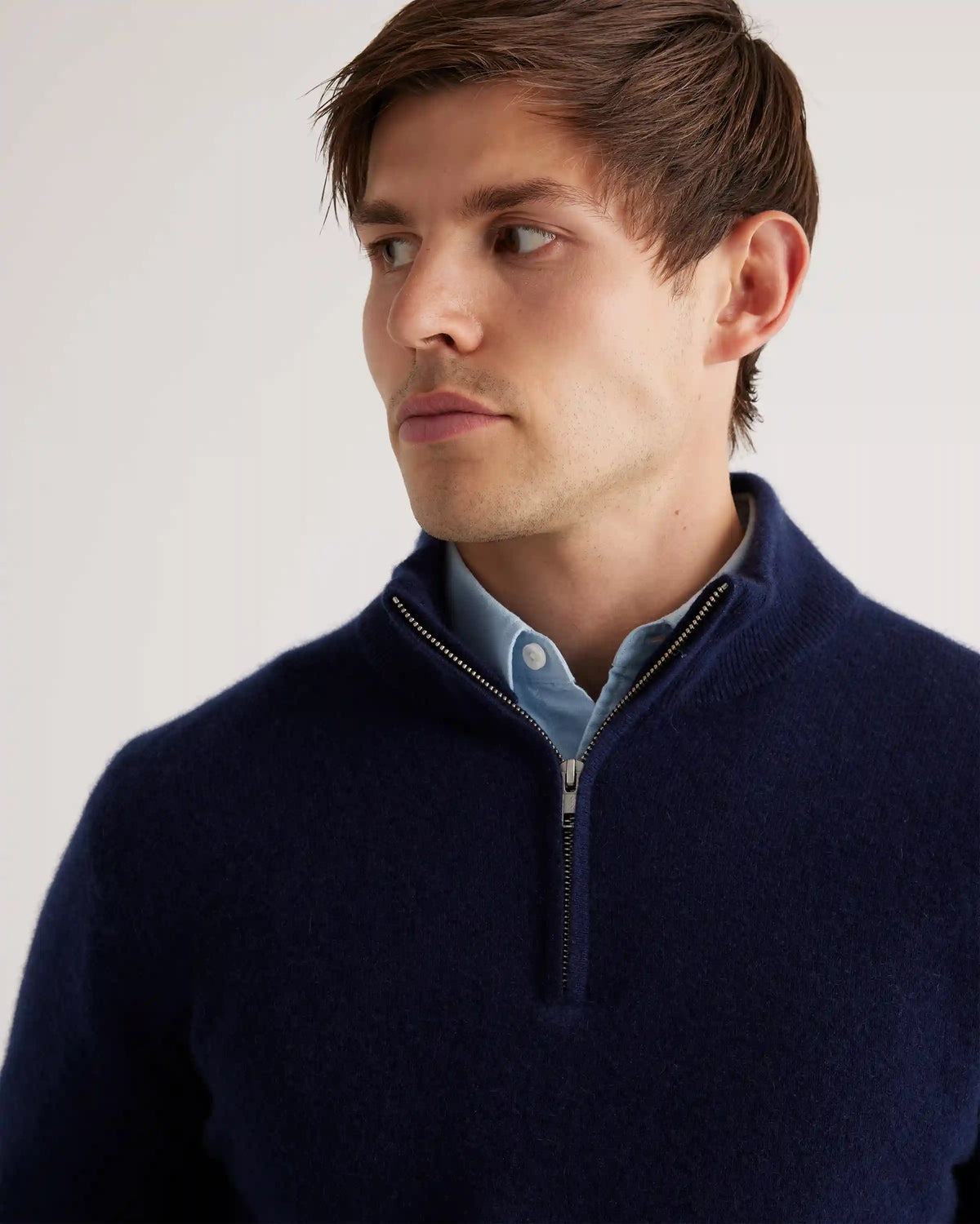 Mongolian Cashmere Quarter Zip Sweater