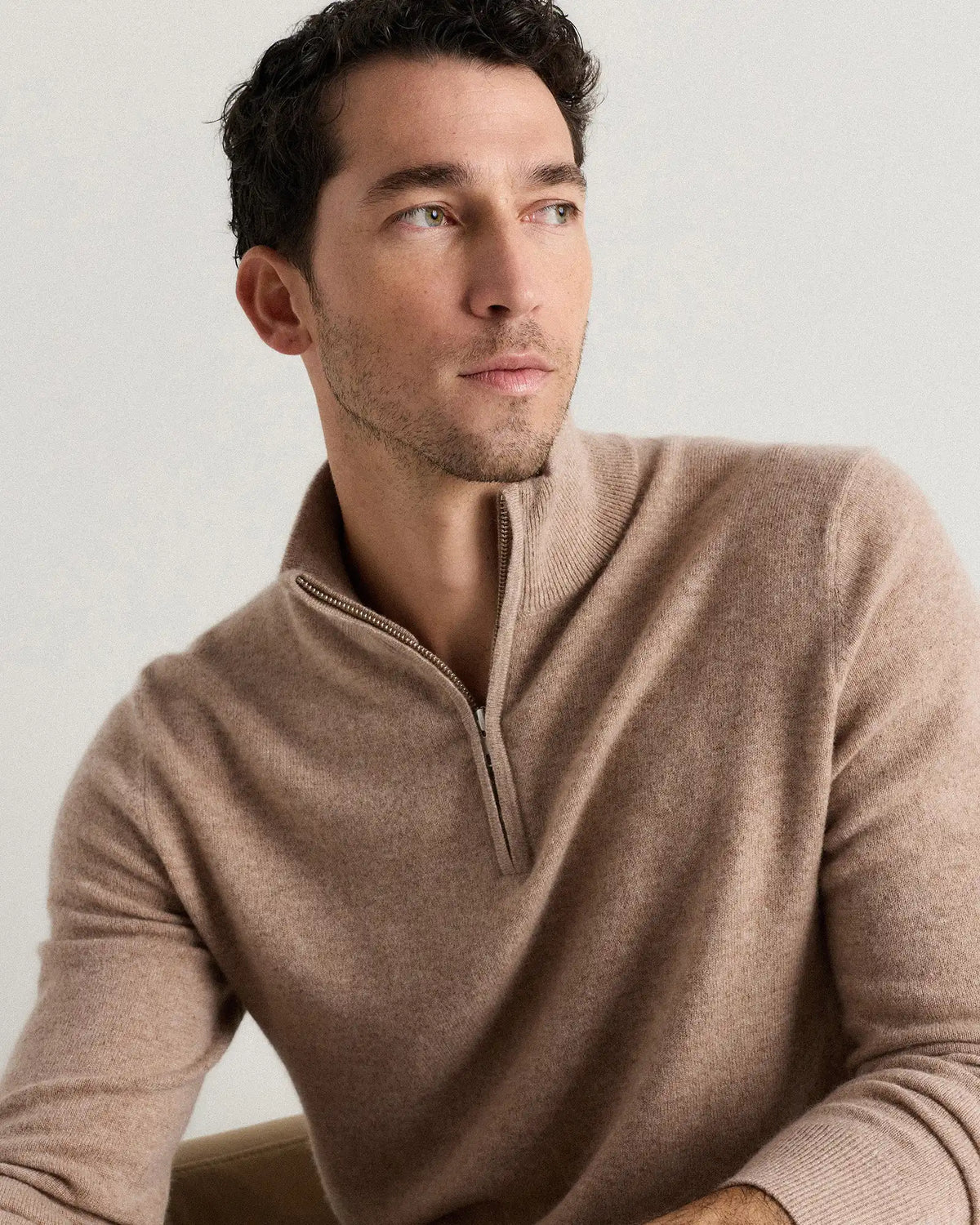 Mongolian Cashmere Quarter Zip Sweater