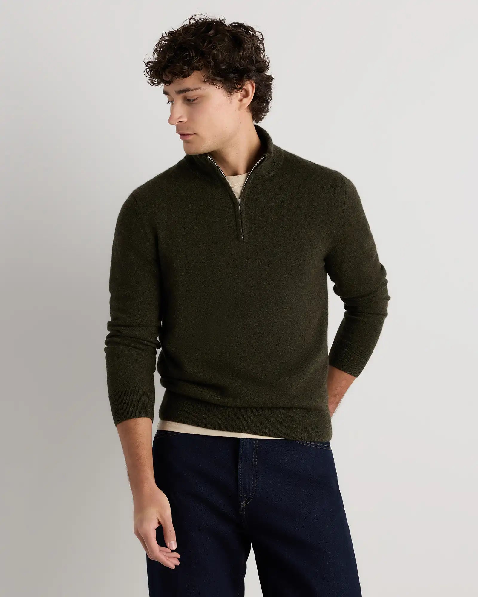 Mongolian Cashmere Quarter Zip Sweater