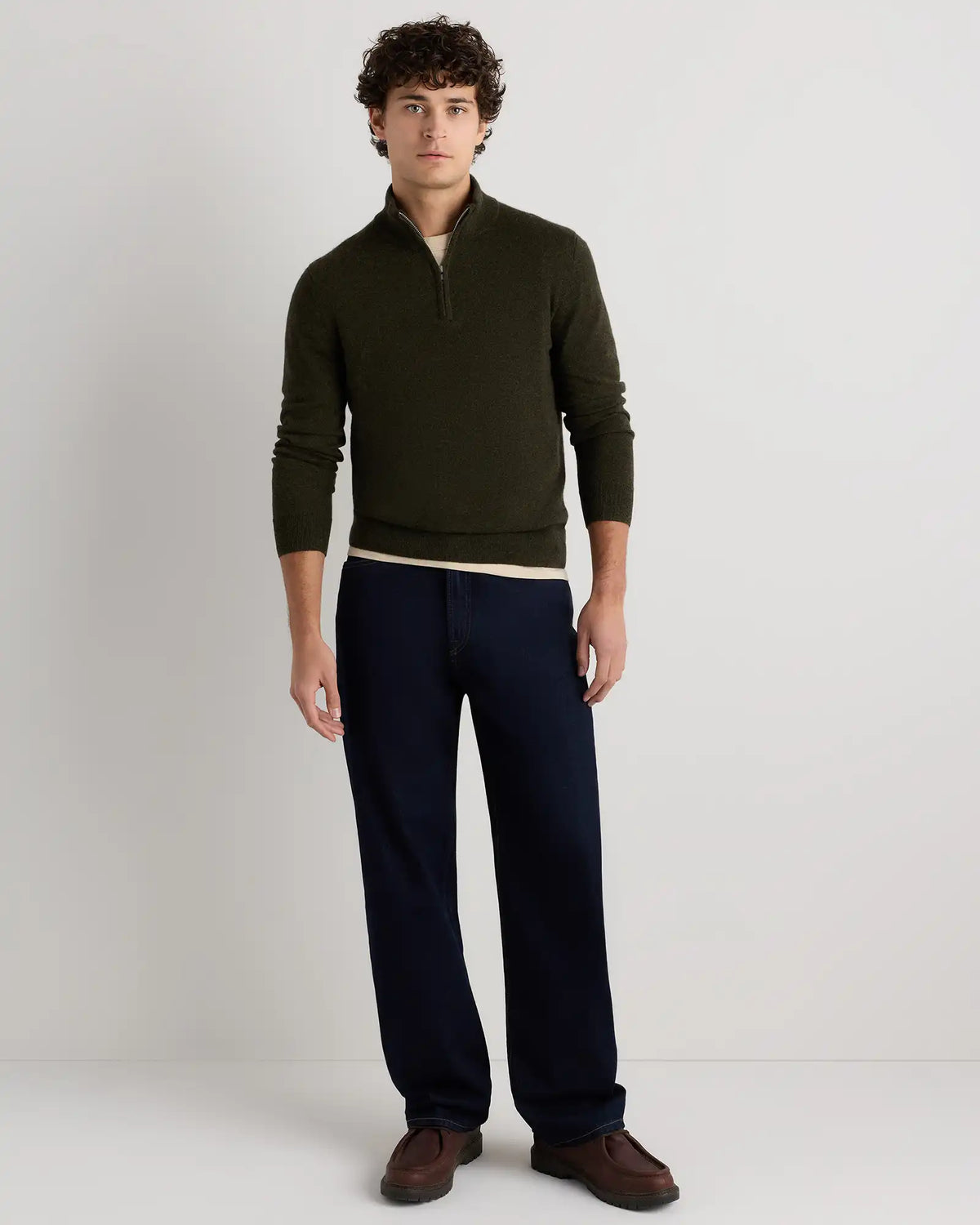 Mongolian Cashmere Quarter Zip Sweater