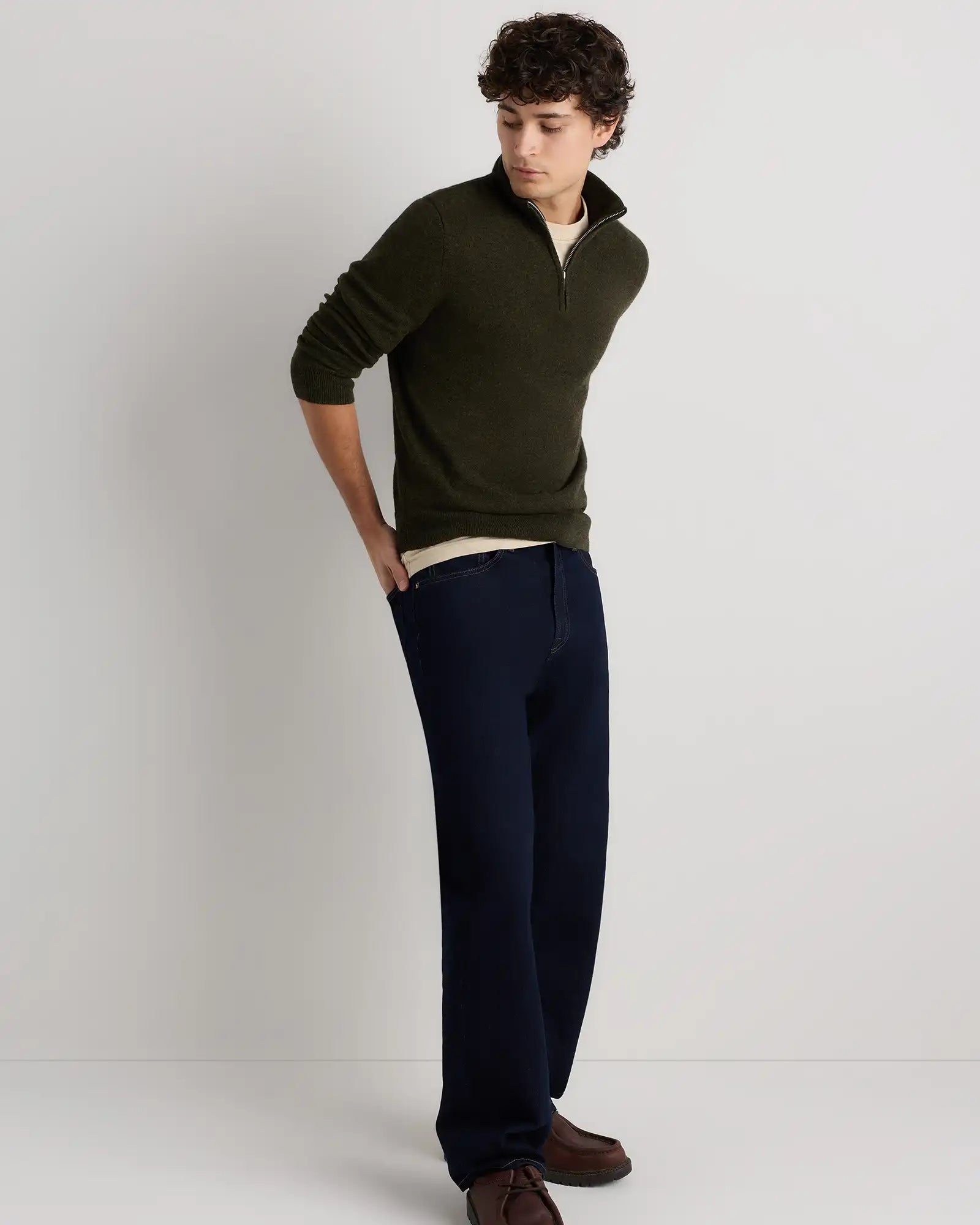 Mongolian Cashmere Quarter Zip Sweater
