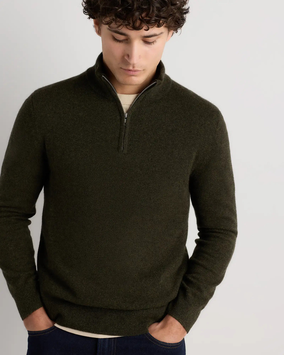 Mongolian Cashmere Quarter Zip Sweater