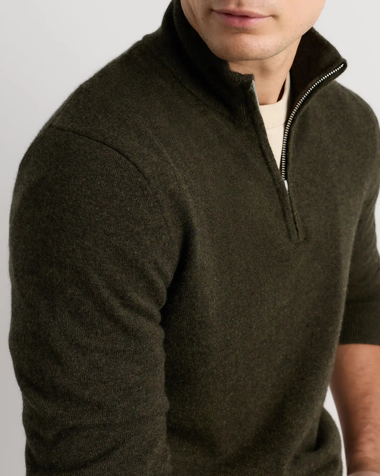 Mongolian Cashmere Quarter Zip Sweater