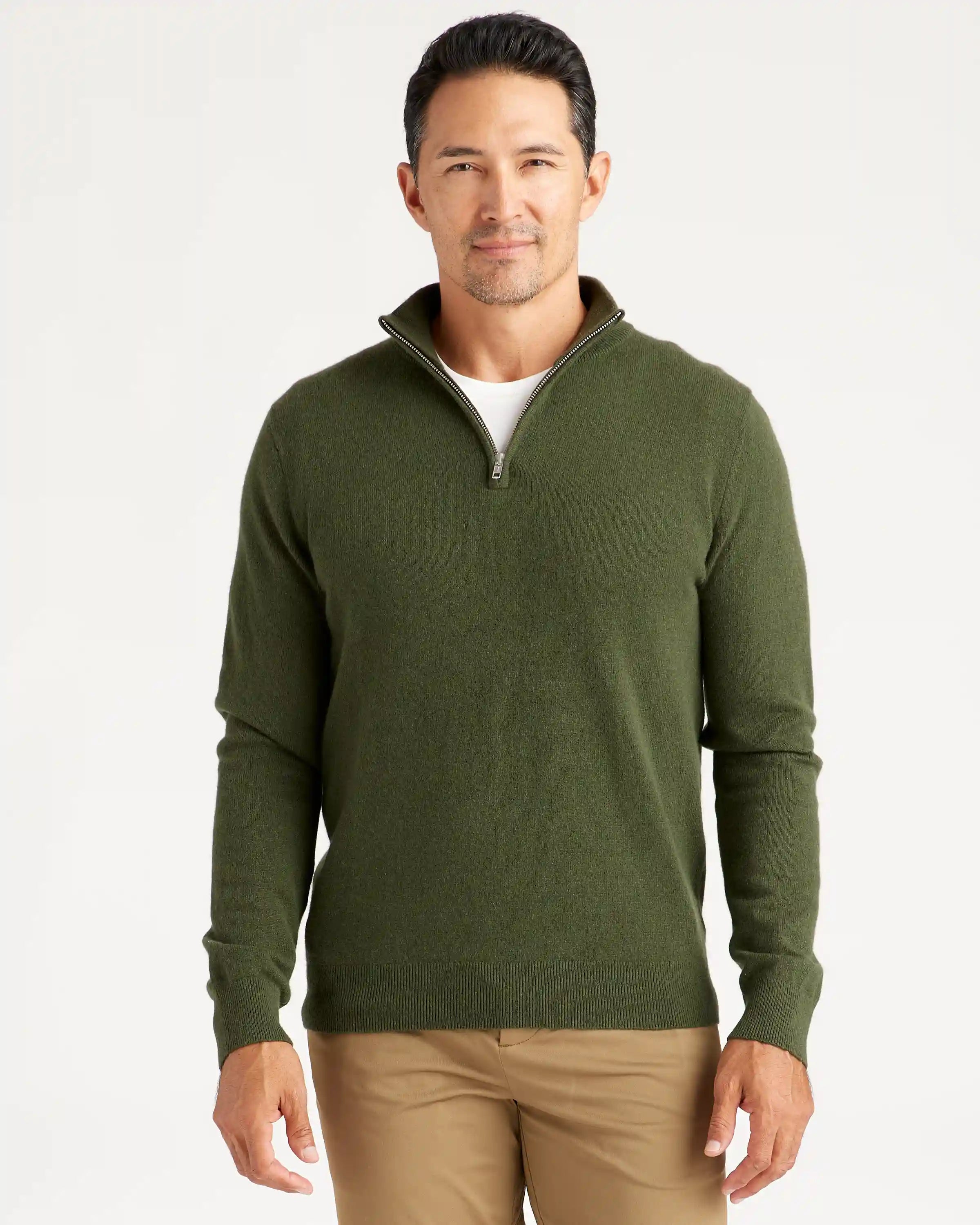 Mongolian Cashmere Quarter Zip Sweater