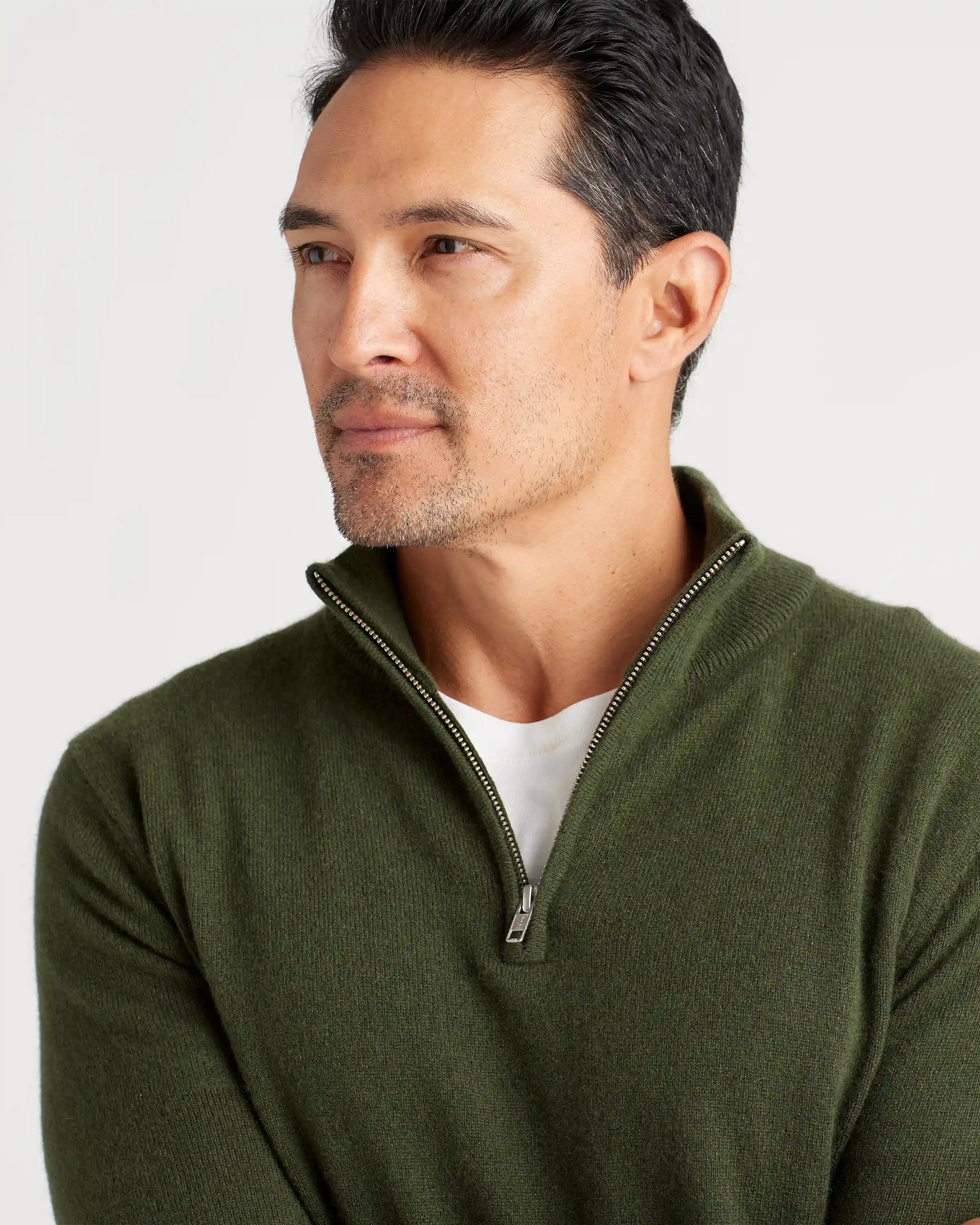 Mongolian Cashmere Quarter Zip Sweater