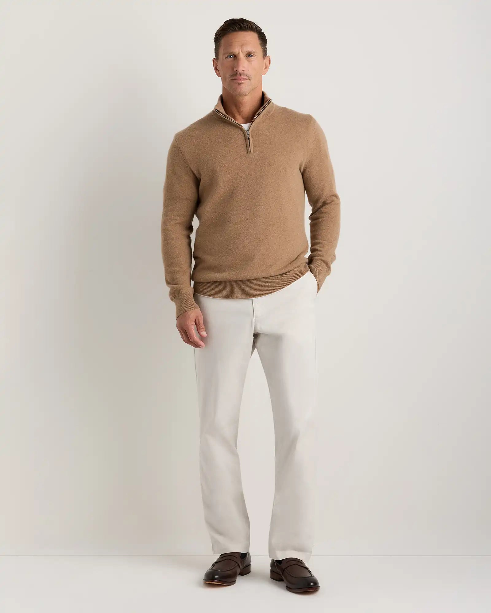 Mongolian Cashmere Quarter Zip Sweater