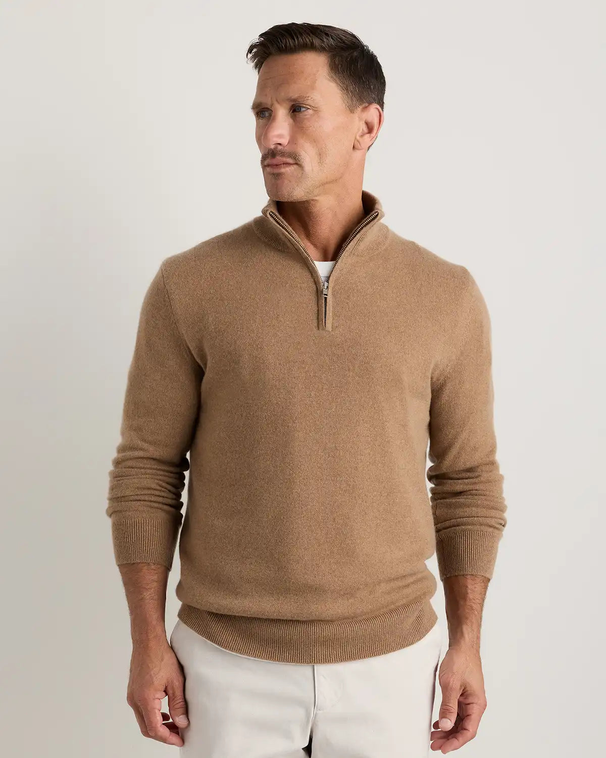 Mongolian Cashmere Quarter Zip Sweater