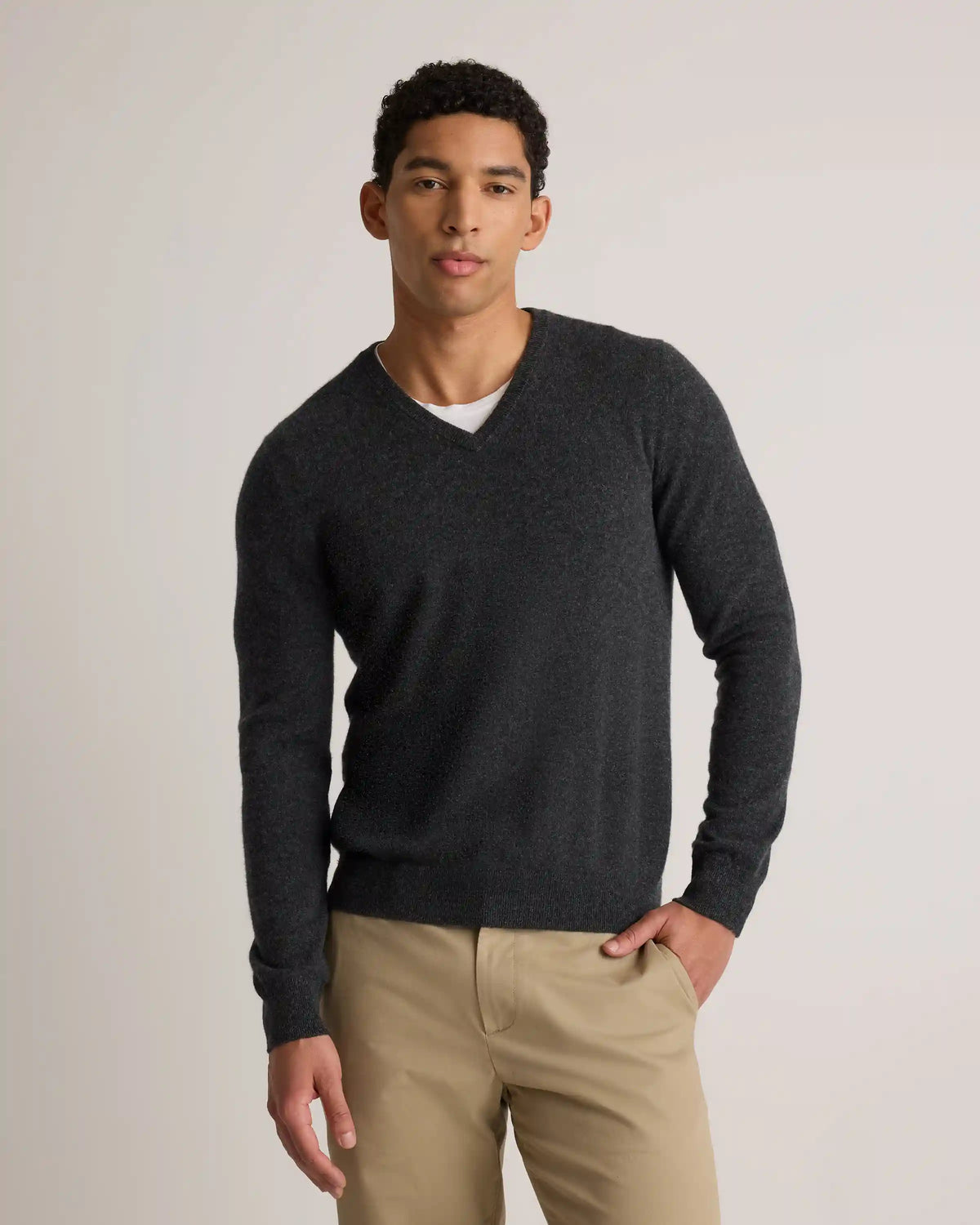 Mongolian Cashmere V-Neck Sweater