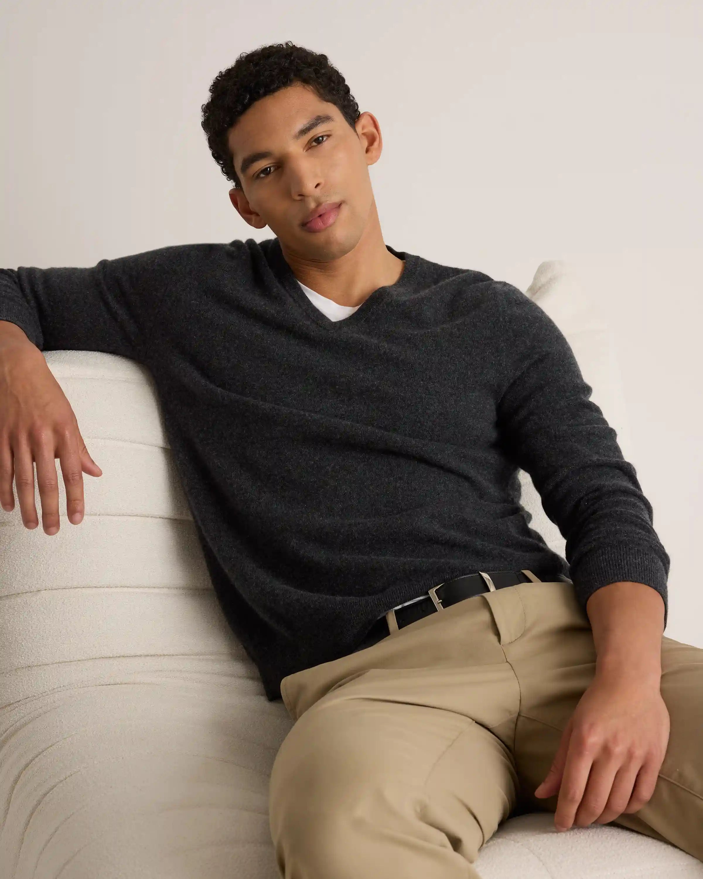 Mongolian Cashmere V-Neck Sweater