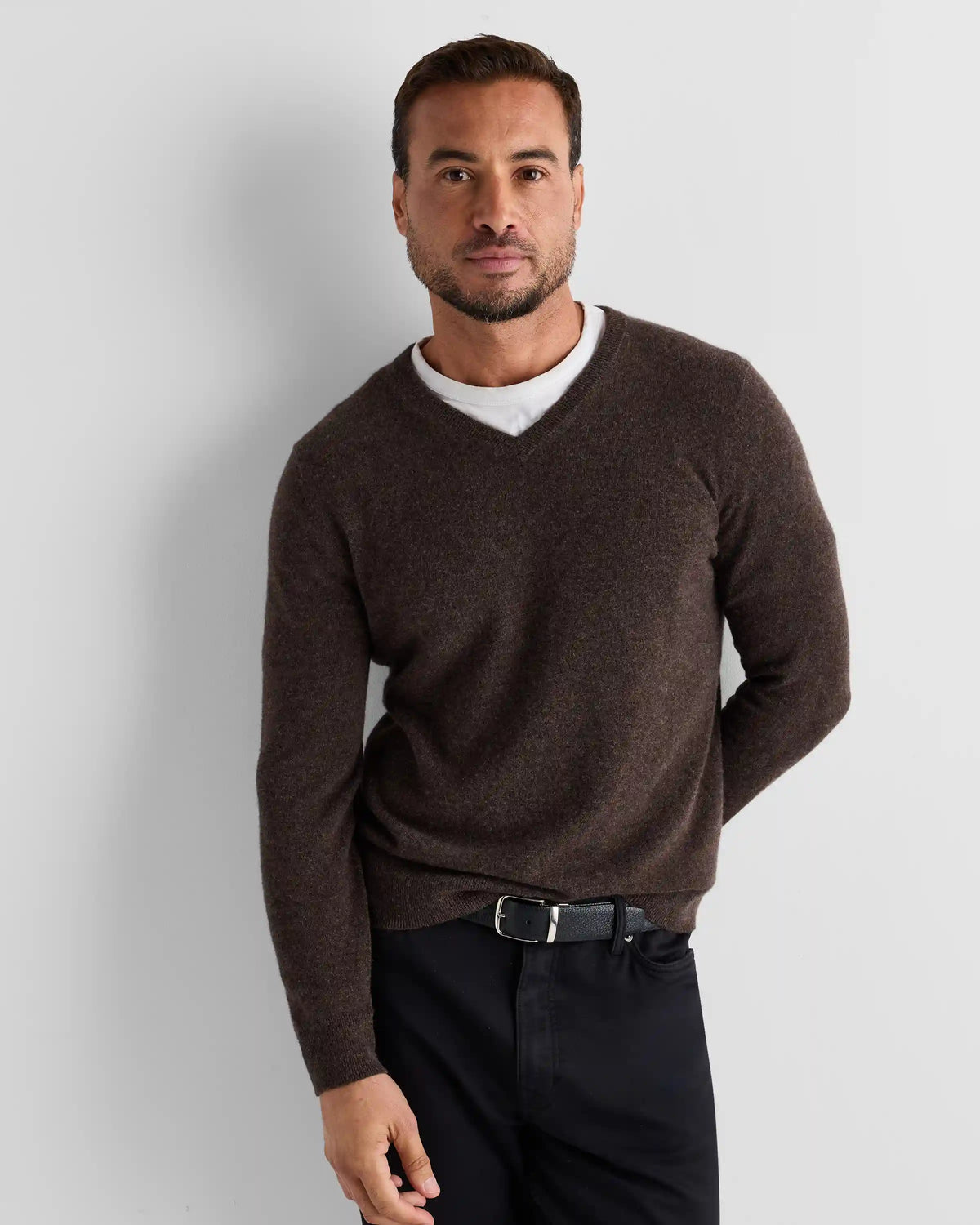 Mongolian Cashmere V-Neck Sweater