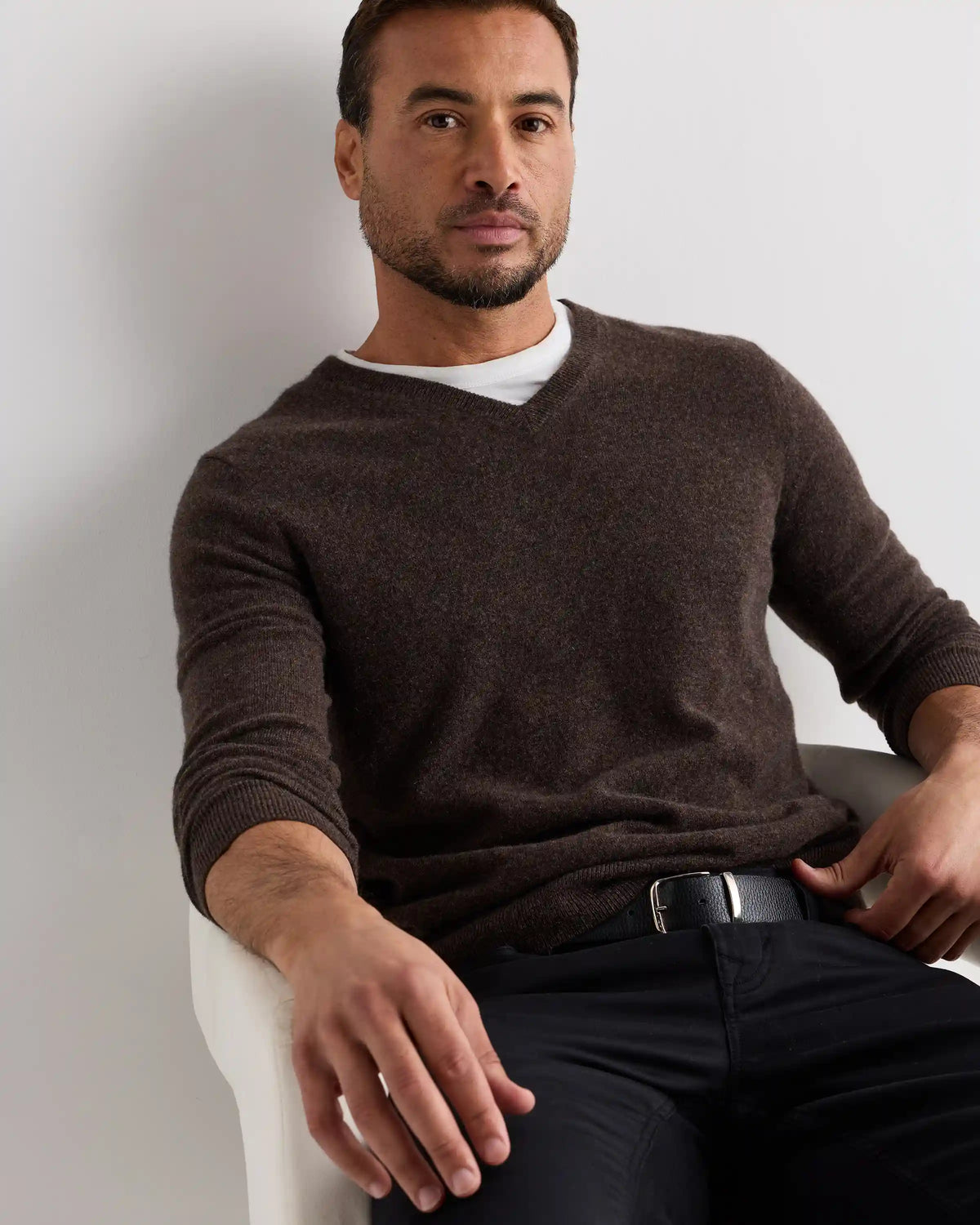 Mongolian Cashmere V-Neck Sweater