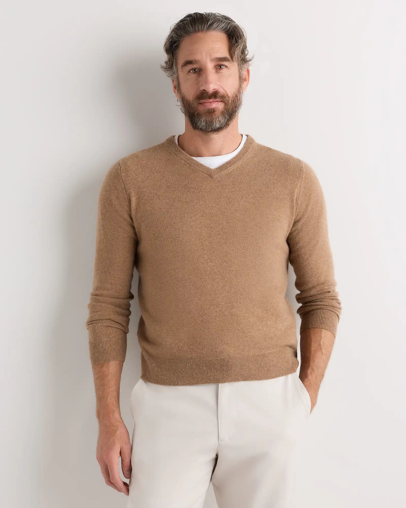 Mongolian Cashmere V-Neck Sweater