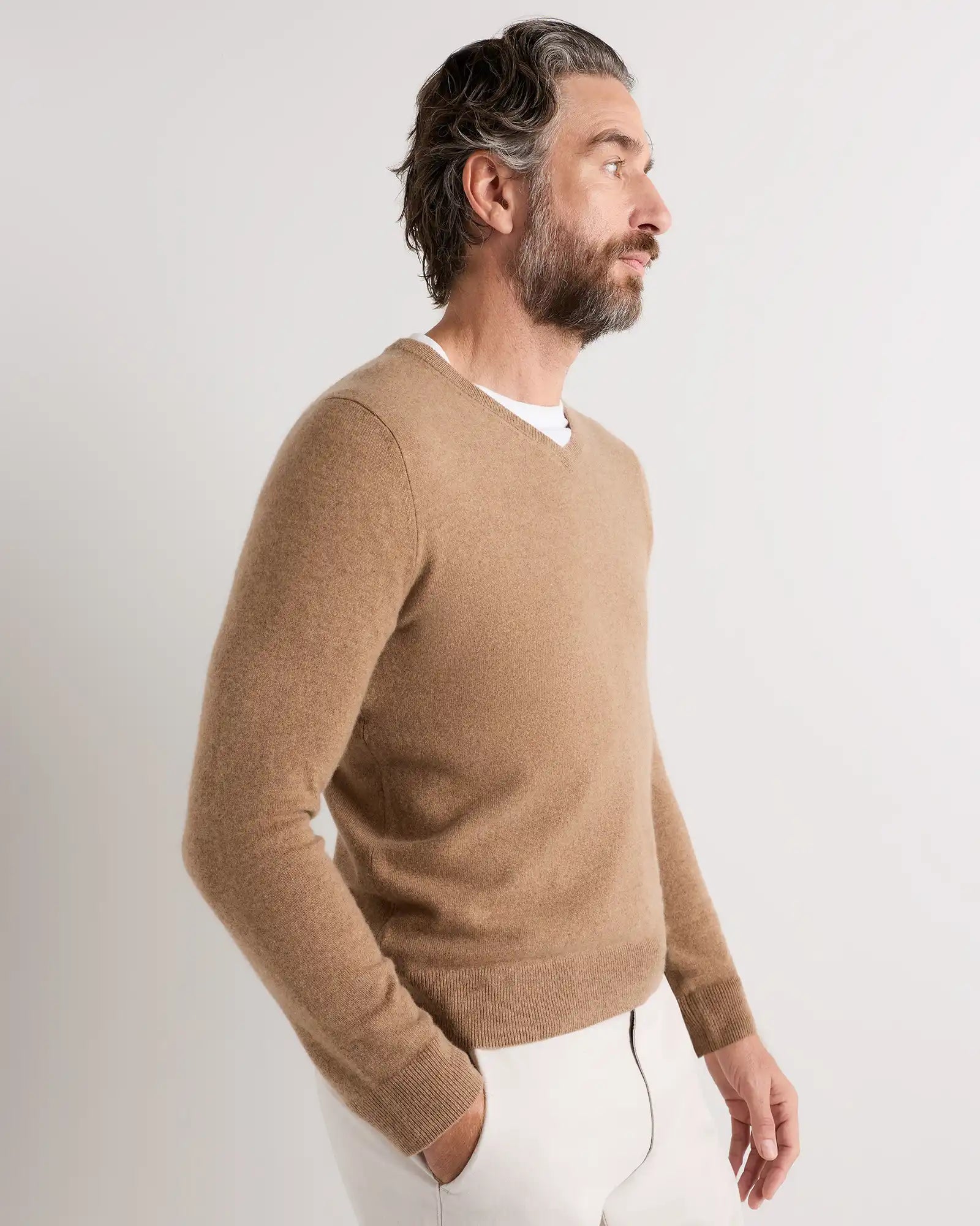 Mongolian Cashmere V-Neck Sweater