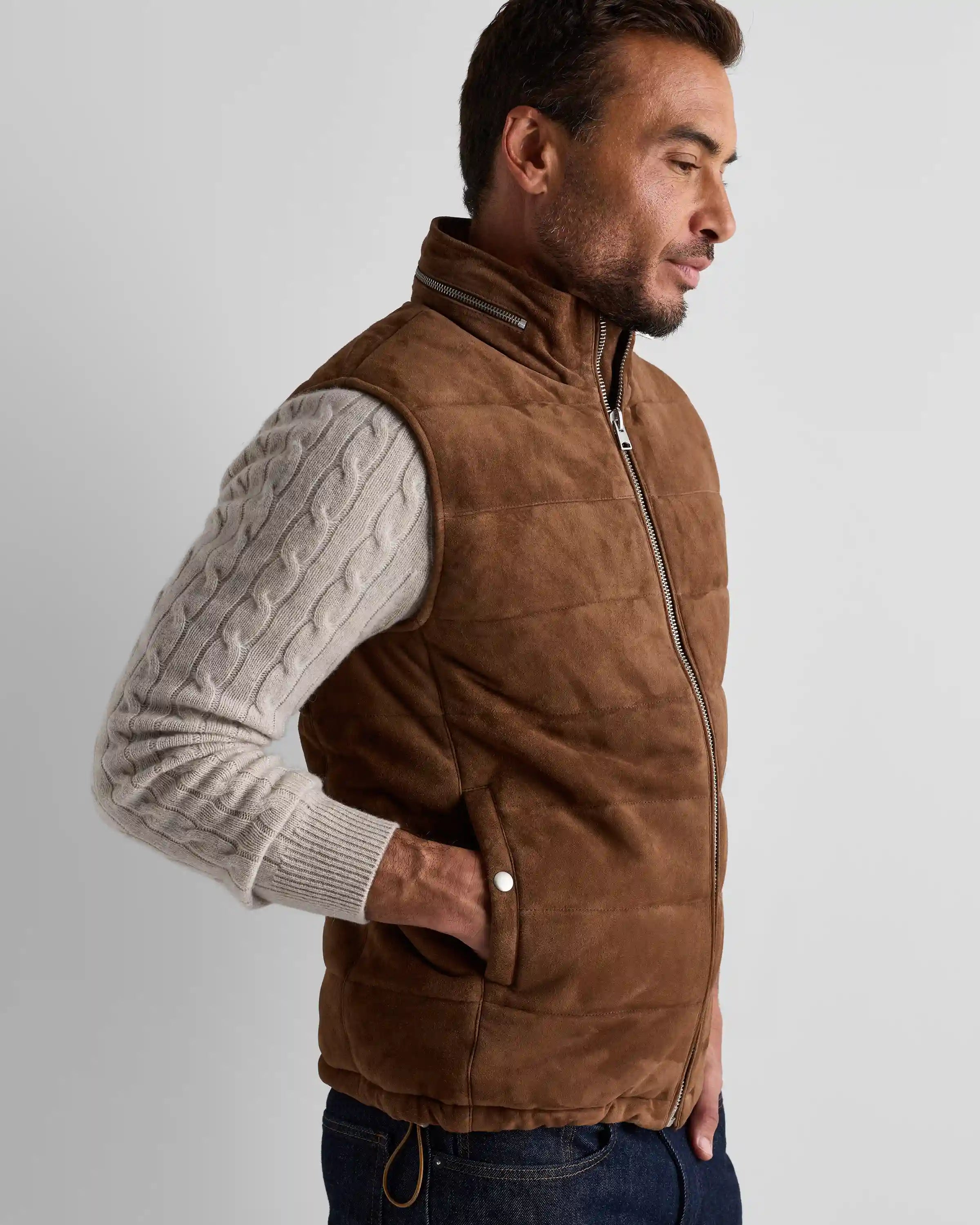 100% Suede Puffer Vest