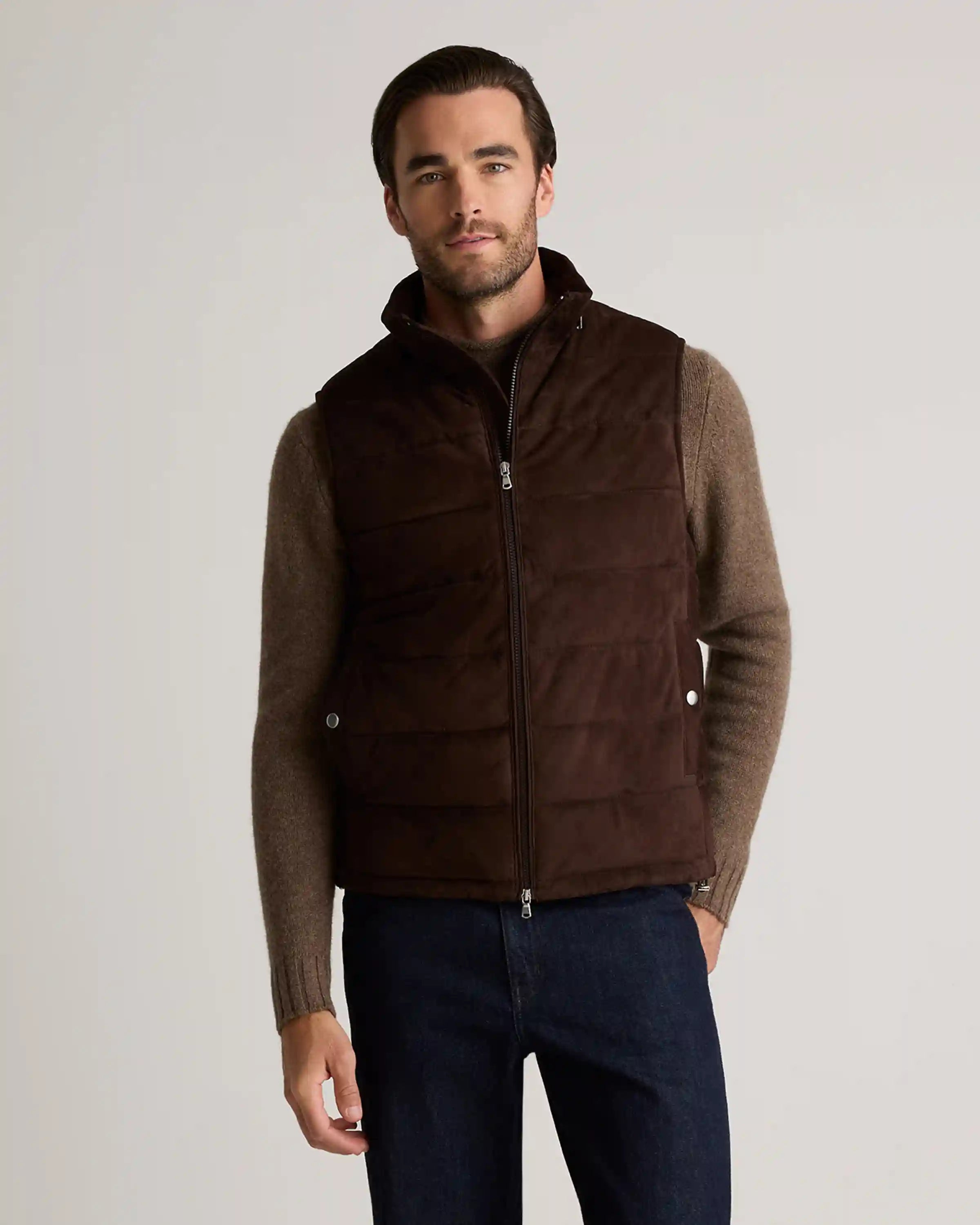 100% Suede Puffer Vest