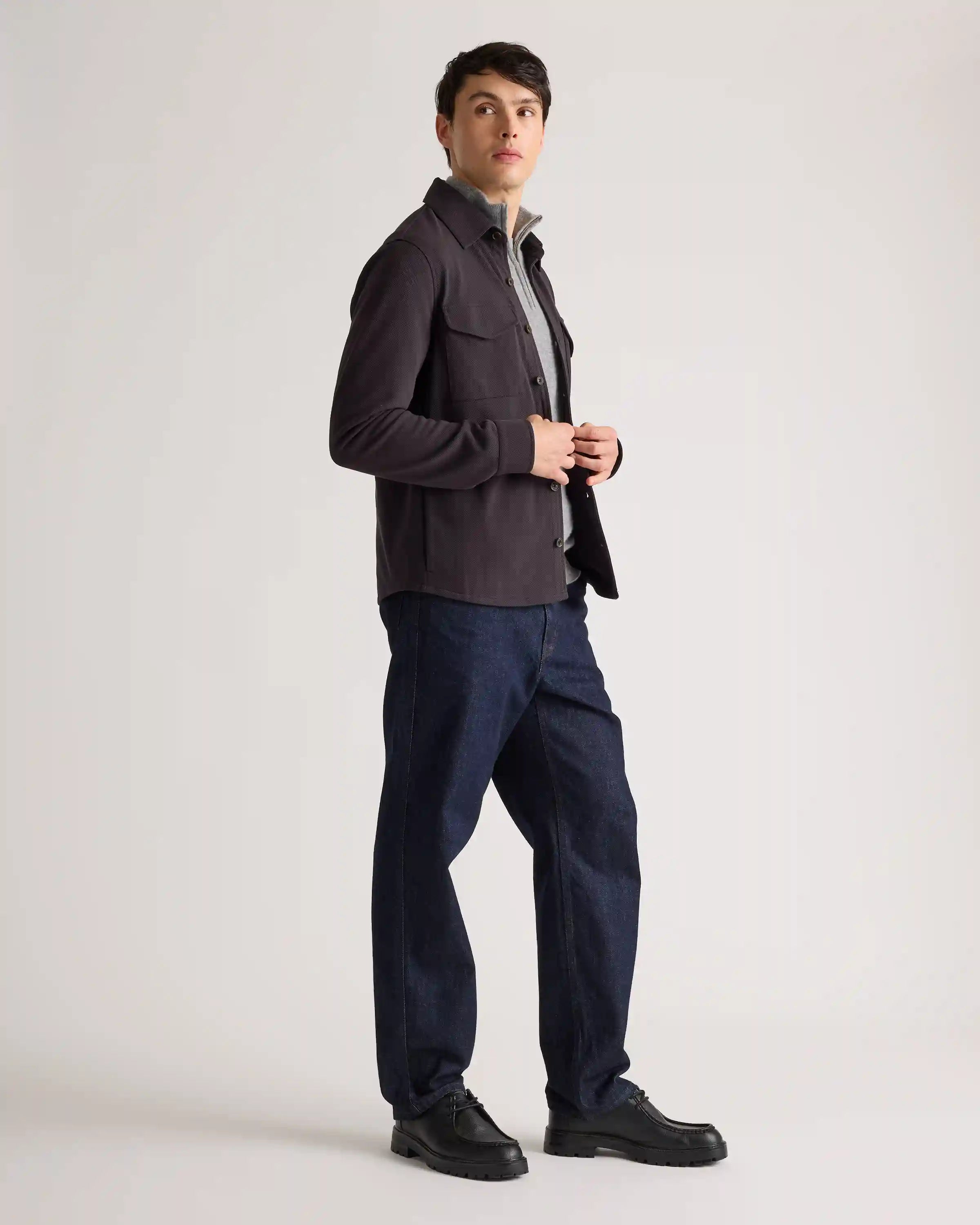 Cotton Pique Knit Overshirt