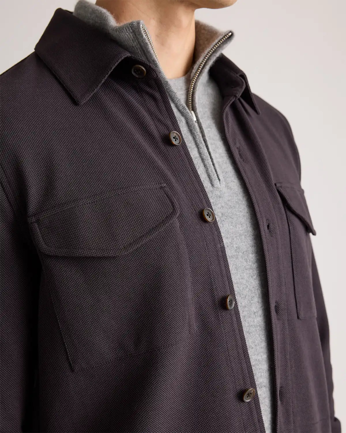 Cotton Pique Knit Overshirt