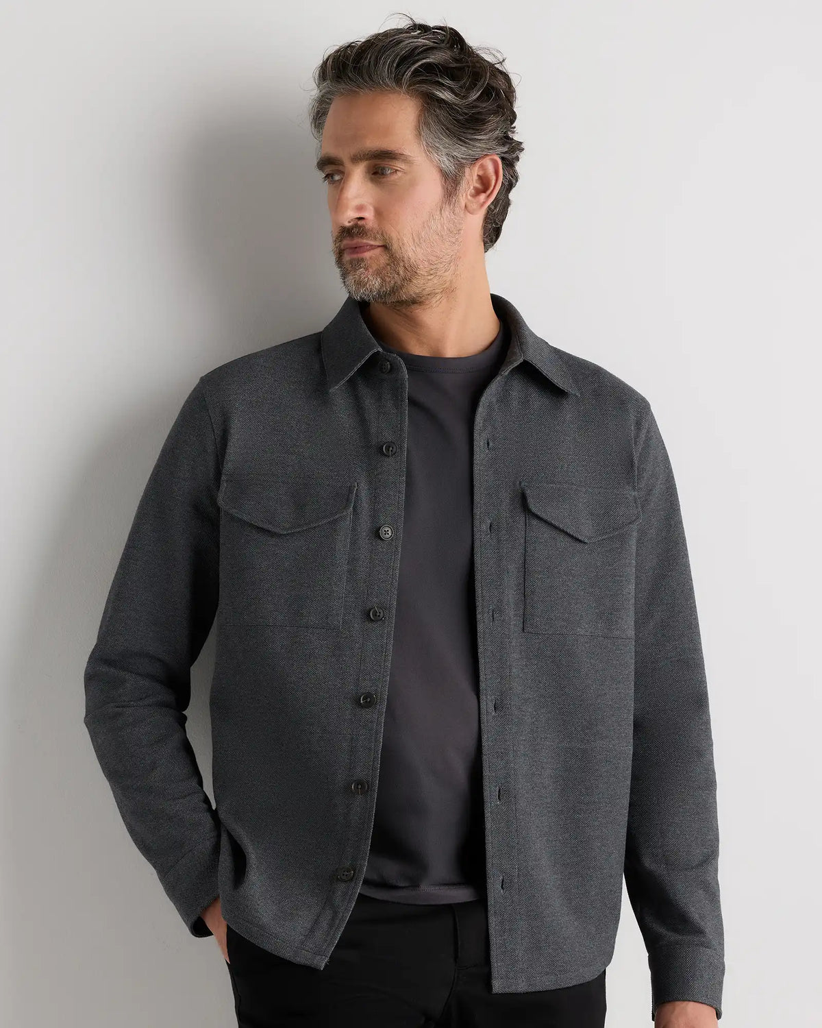 Cotton Pique Knit Overshirt