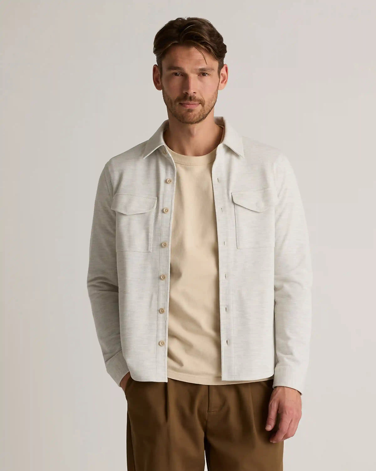 Cotton Pique Knit Overshirt