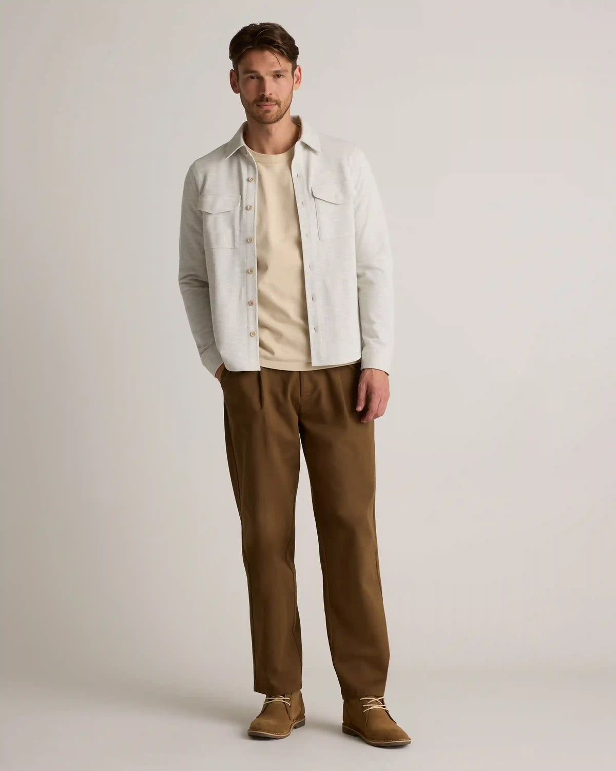 Cotton Pique Knit Overshirt