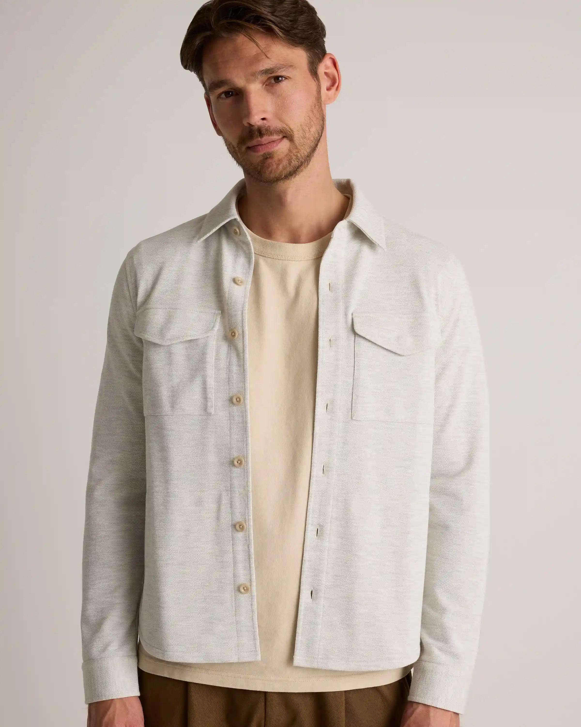 Cotton Pique Knit Overshirt