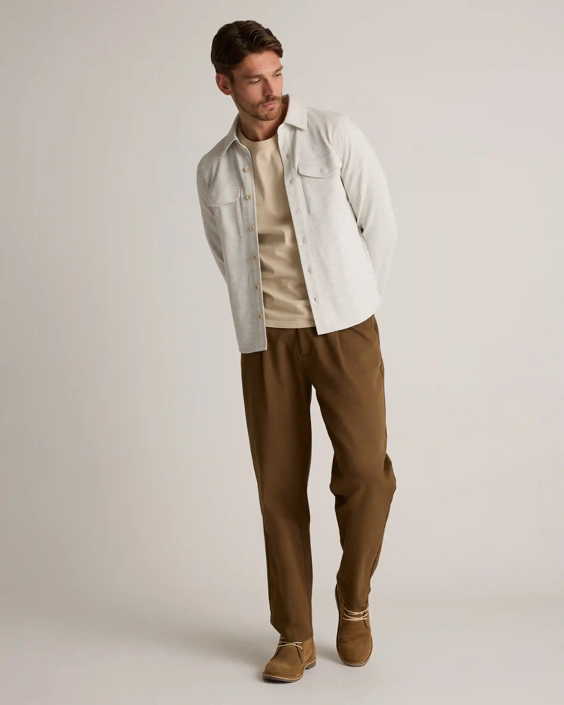 Cotton Pique Knit Overshirt