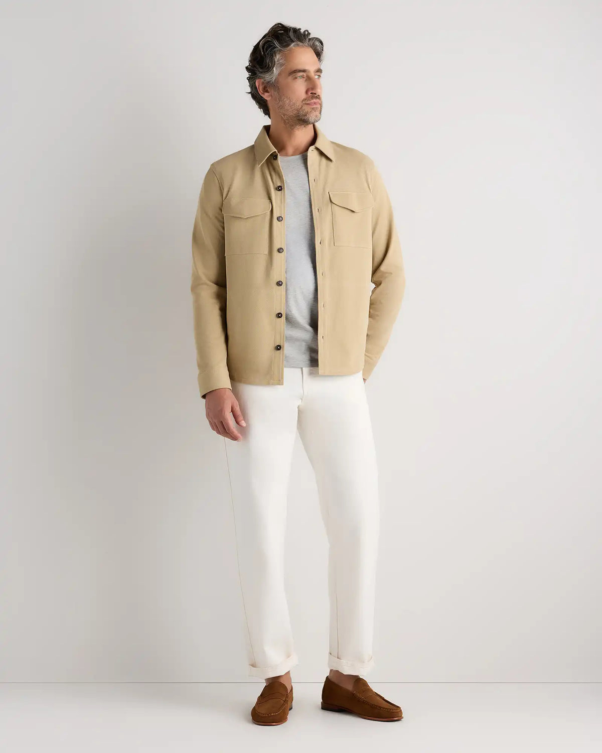 Cotton Pique Knit Overshirt