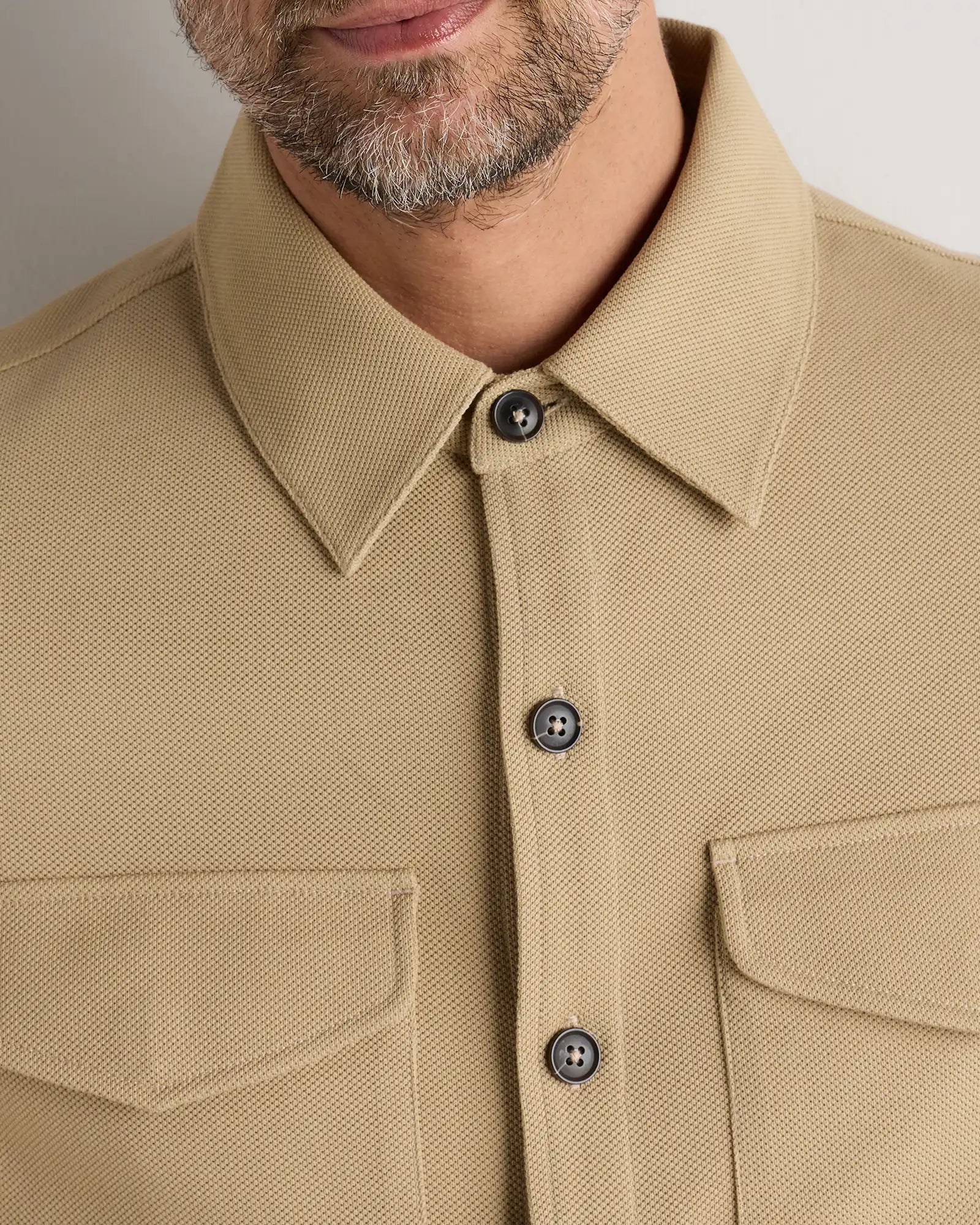 Cotton Pique Knit Overshirt