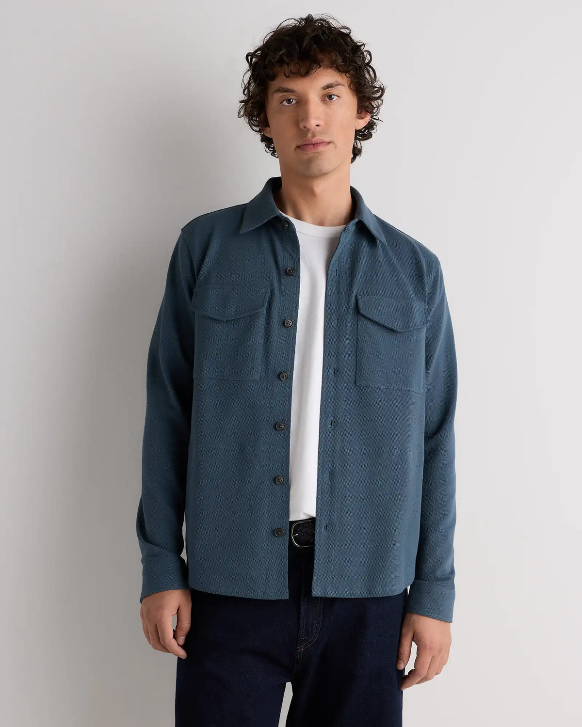 Cotton Pique Knit Overshirt