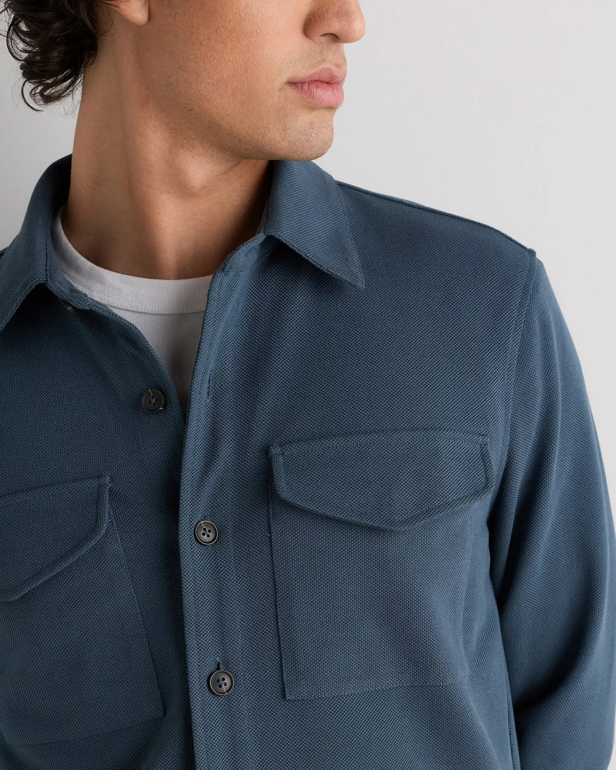 Cotton Pique Knit Overshirt