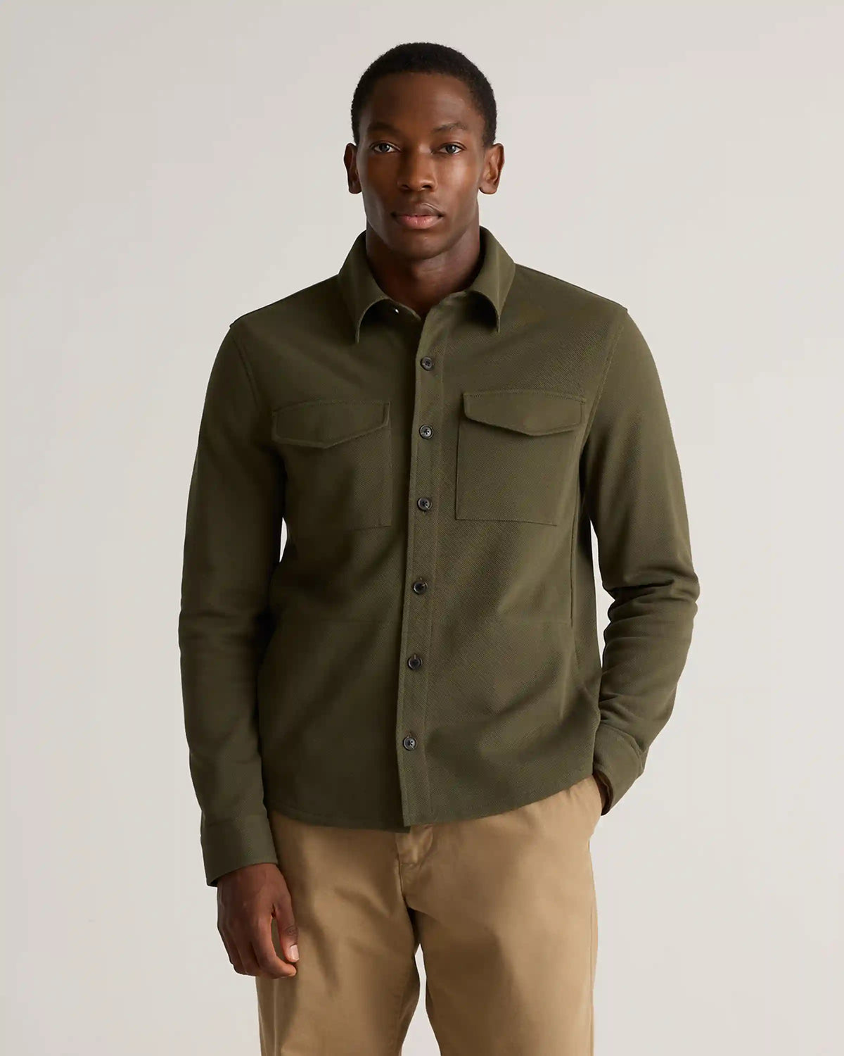 Cotton Pique Knit Overshirt