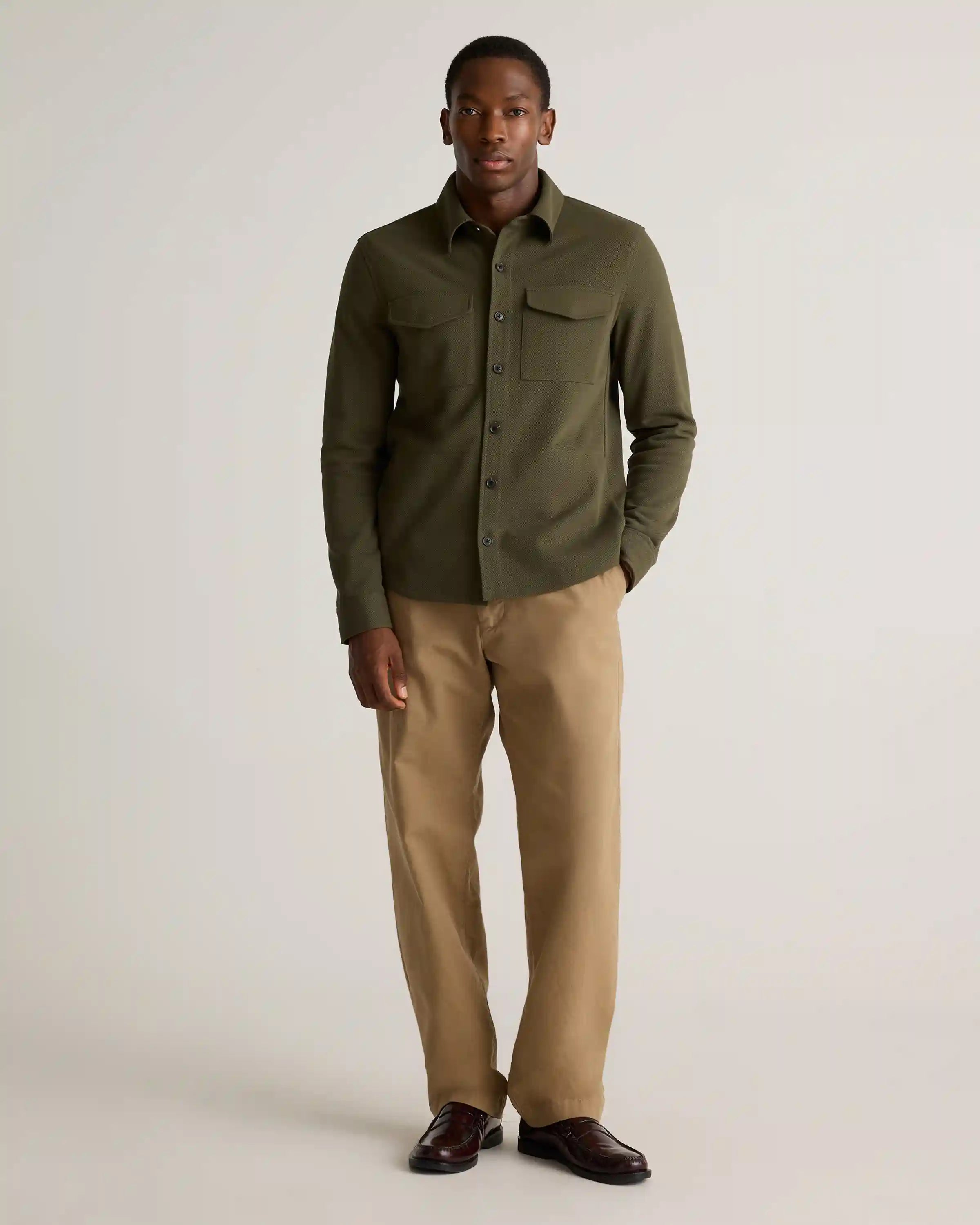 Cotton Pique Knit Overshirt