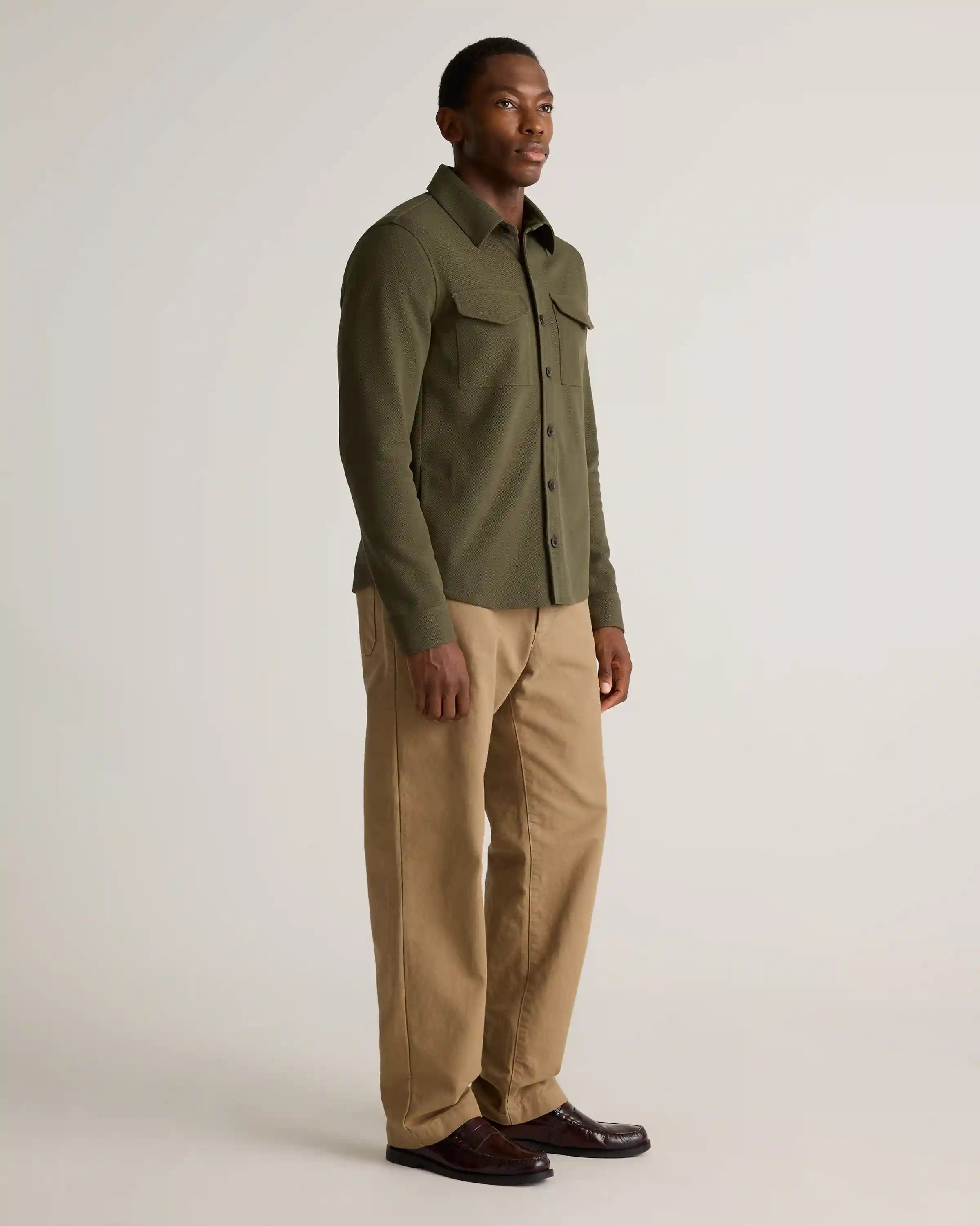 Cotton Pique Knit Overshirt