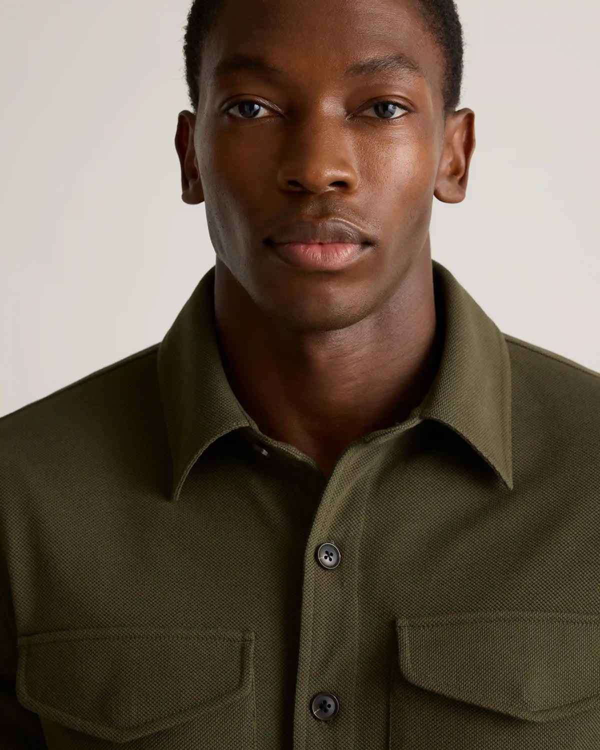 Cotton Pique Knit Overshirt