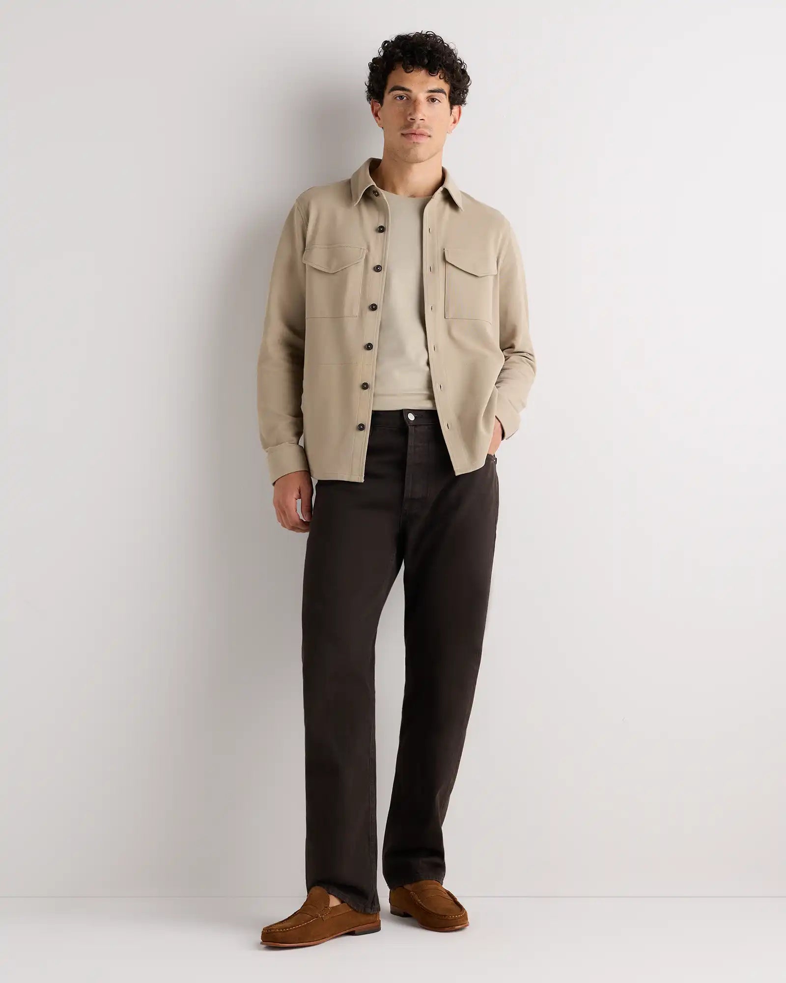 Cotton Pique Knit Overshirt