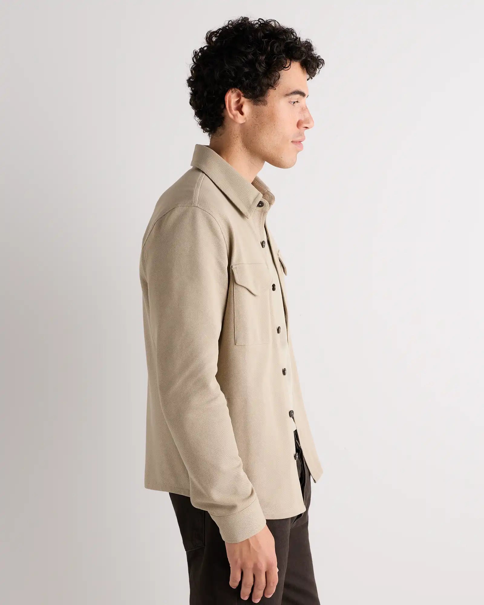 Cotton Pique Knit Overshirt