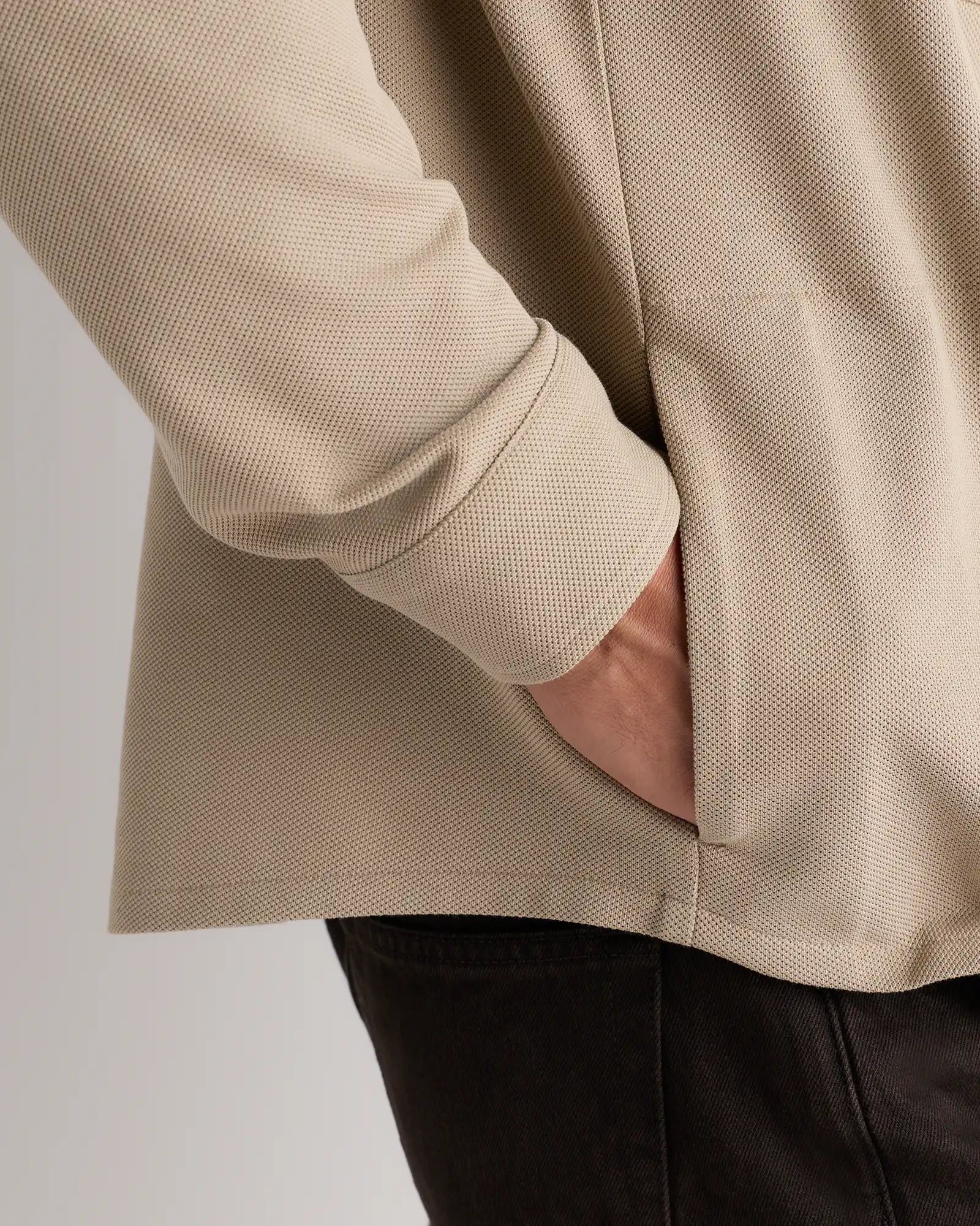 Cotton Pique Knit Overshirt